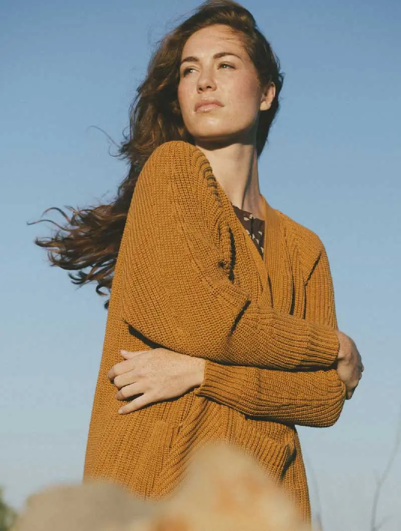 Chaqueta mostaza mujer de algodón orgánico