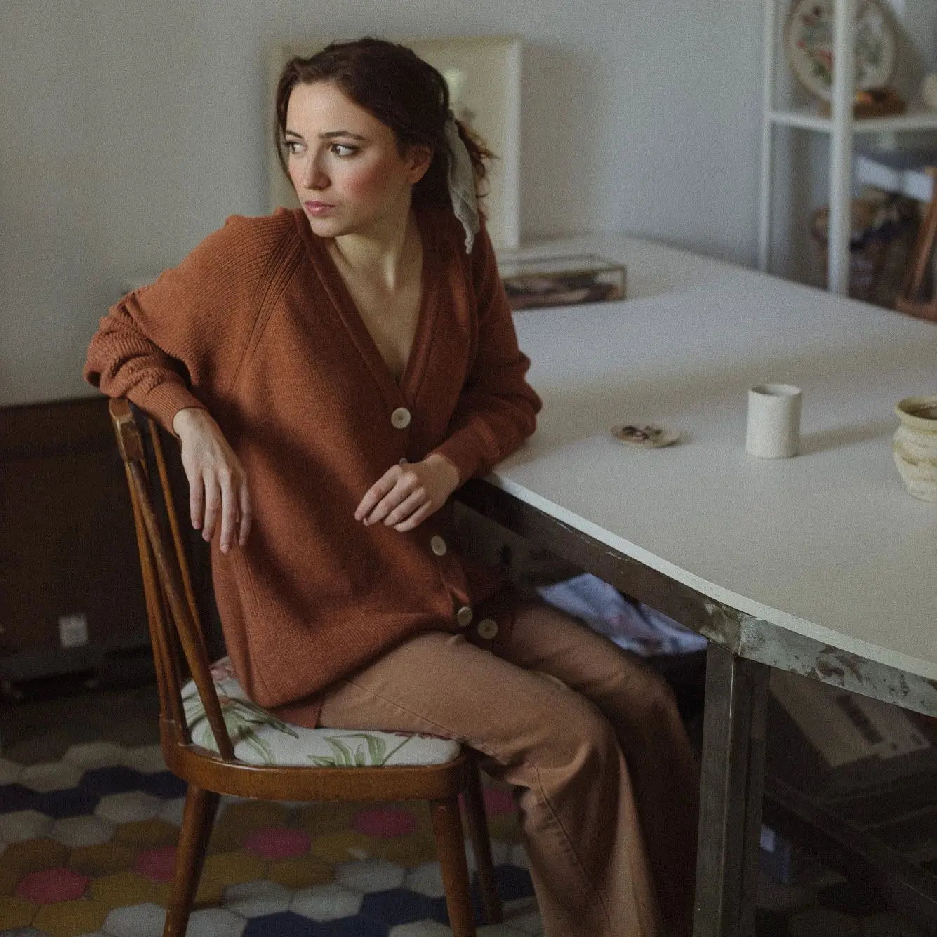 Chaqueta oversize de lana merino para mujer