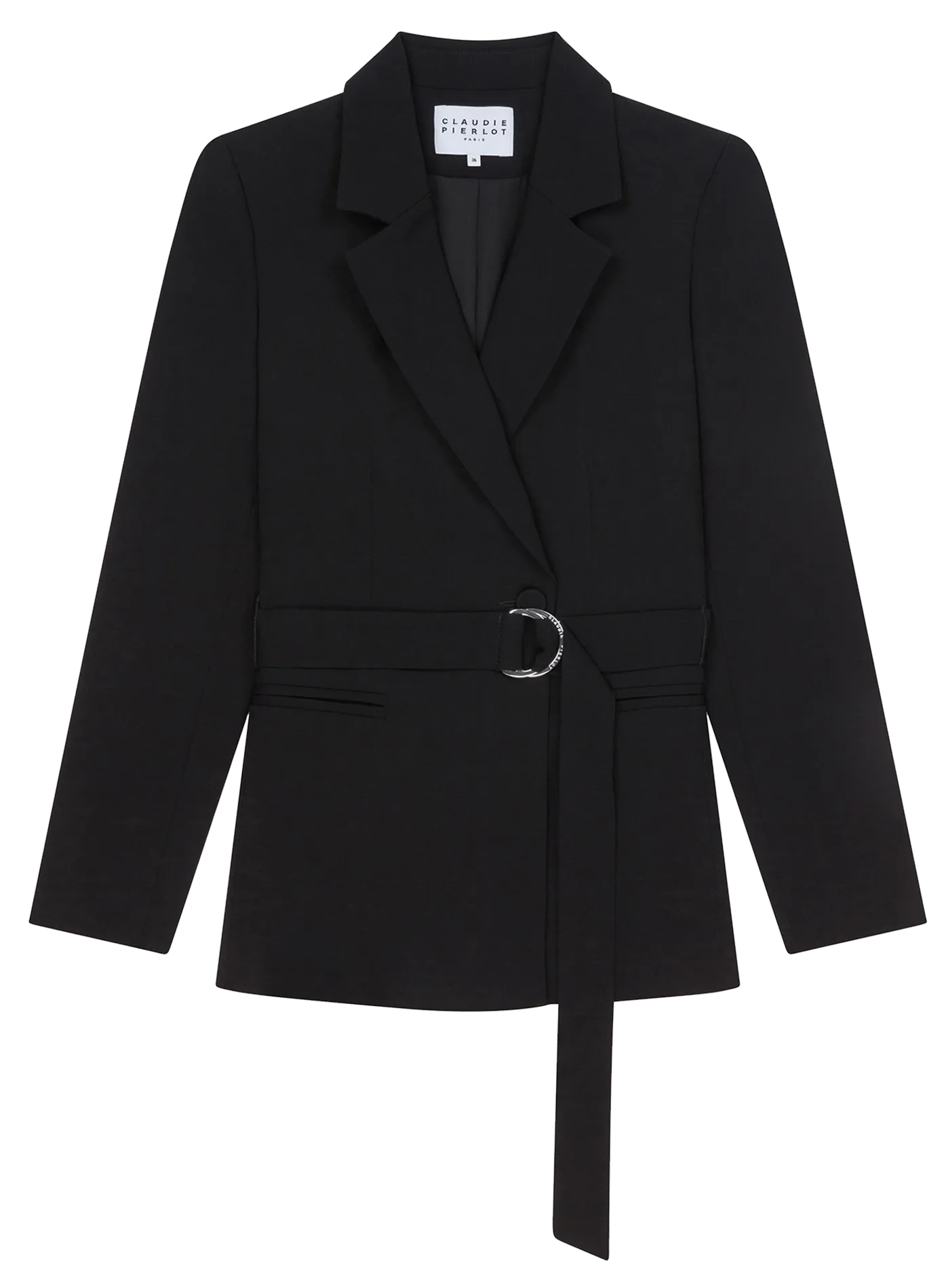 CLAUDIE PIERLOT Chaqueta ajustada con cinturón en negro