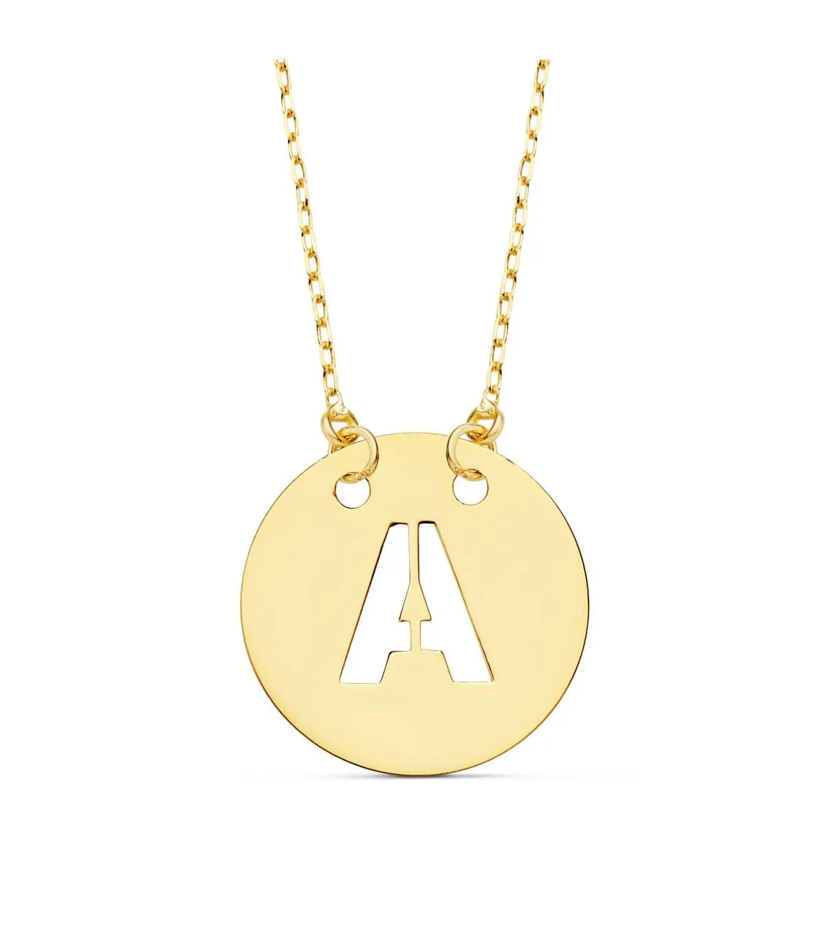 Collier lettre A initiale or jaune 18k 42cm