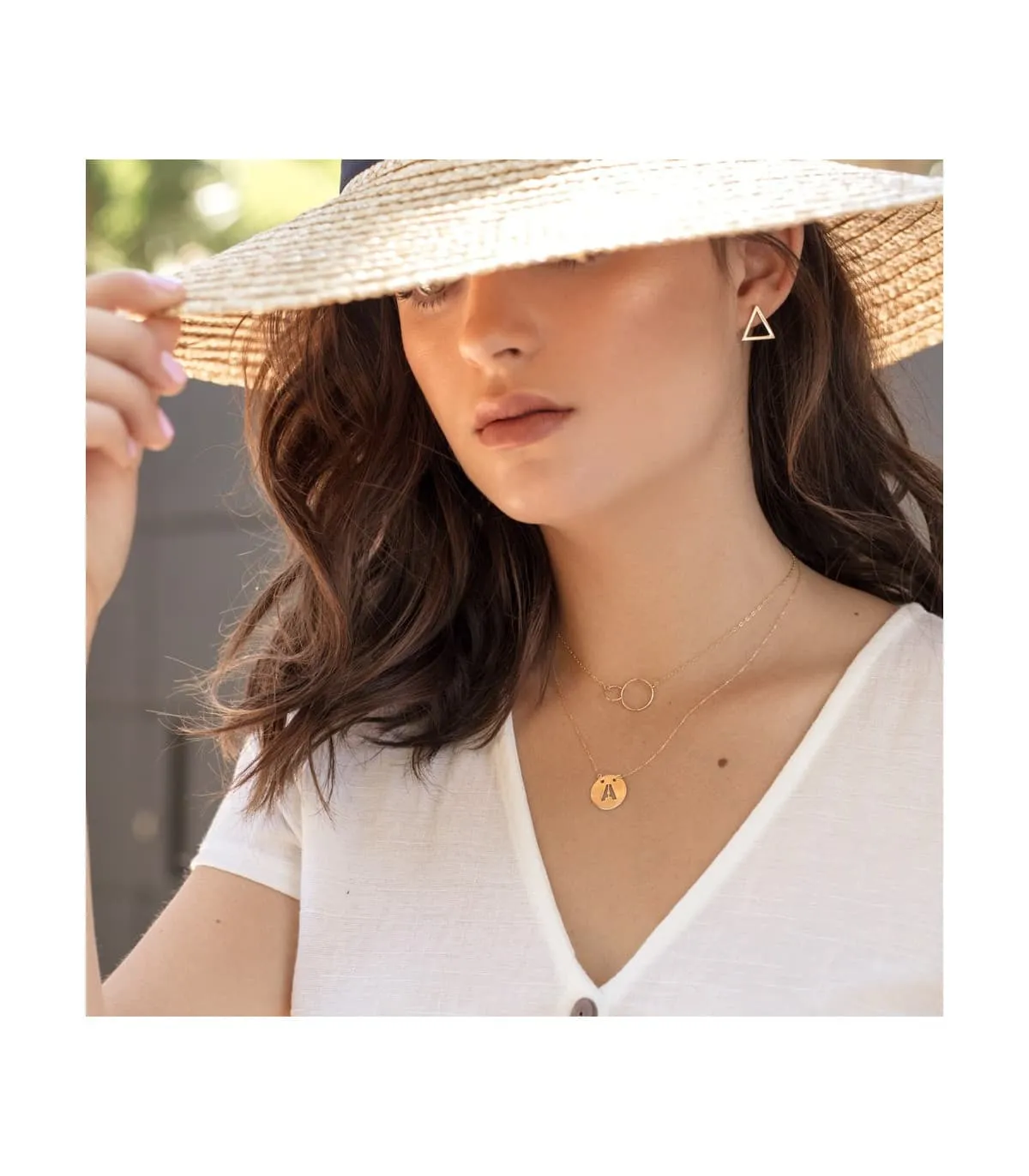 Collier lettre A initiale or jaune 18k 42cm