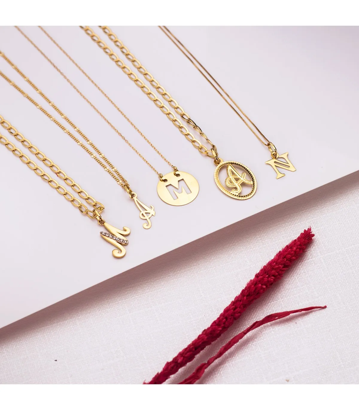 Collier lettre A initiale or jaune 18k 42cm