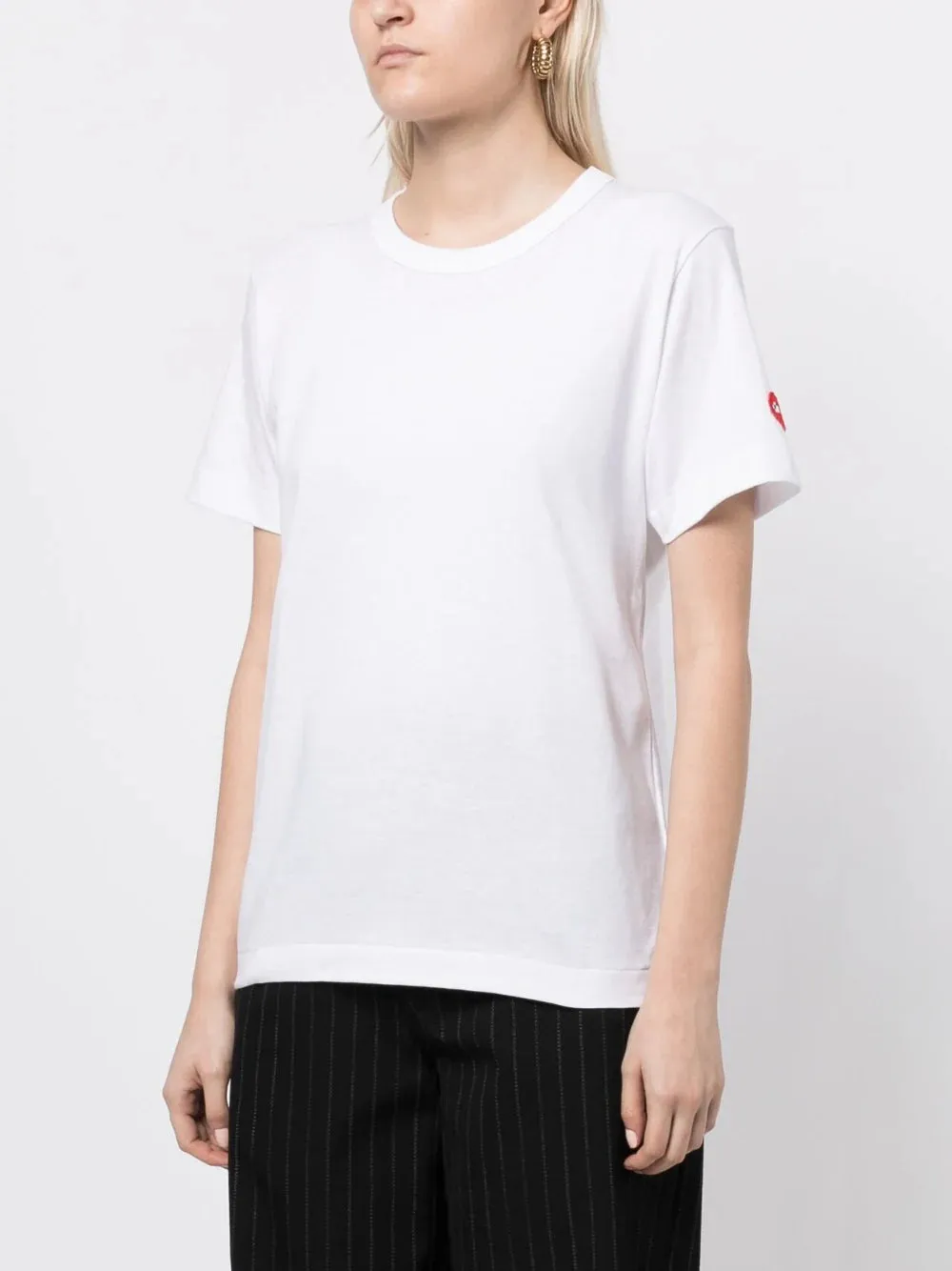 COMME DES GARCONS PLAY X INVADER LOGOPATCH COTTON TSHIRT WHITE