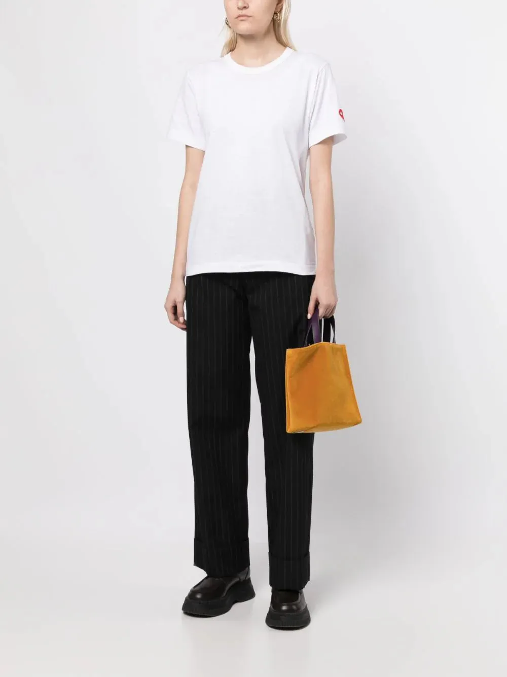 COMME DES GARCONS PLAY X INVADER LOGOPATCH COTTON TSHIRT WHITE