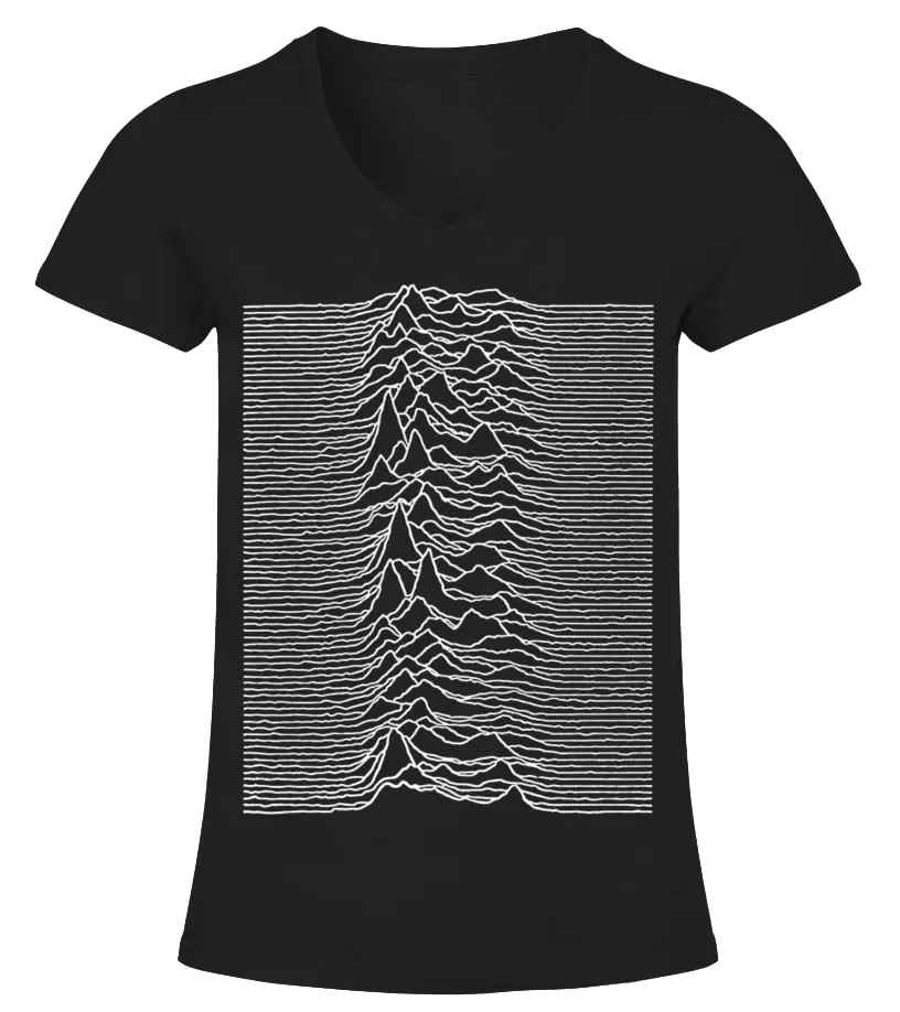 COVER013BK. JOY DIVISON, 'UNKNOWN PLEASURES' CAMISETA CUELLO PICO MUJER