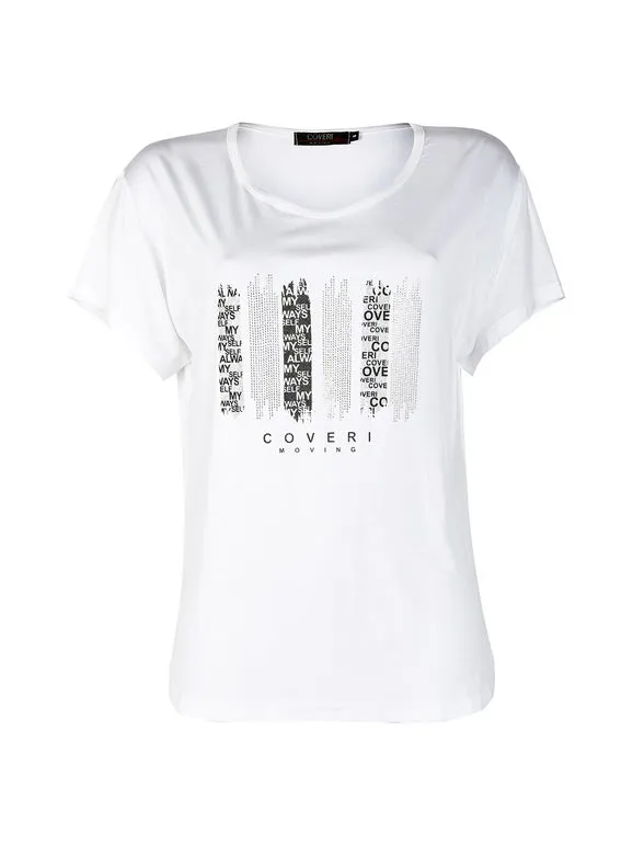 Coveri Moving Camiseta de manga corta con letras y pedrería