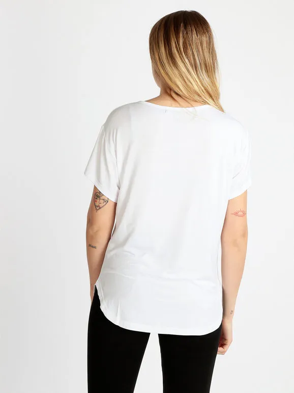 Coveri Moving Camiseta de manga corta con letras y pedrería