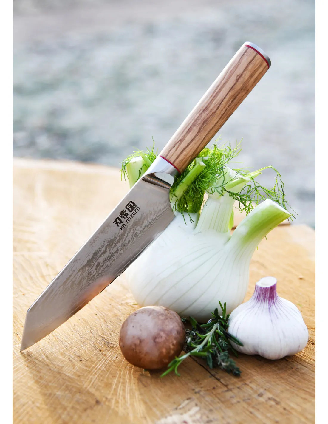 Cuchillo Cocina Chef Ha Teikoku, hoja Acero Damasco (29,5 cm.)