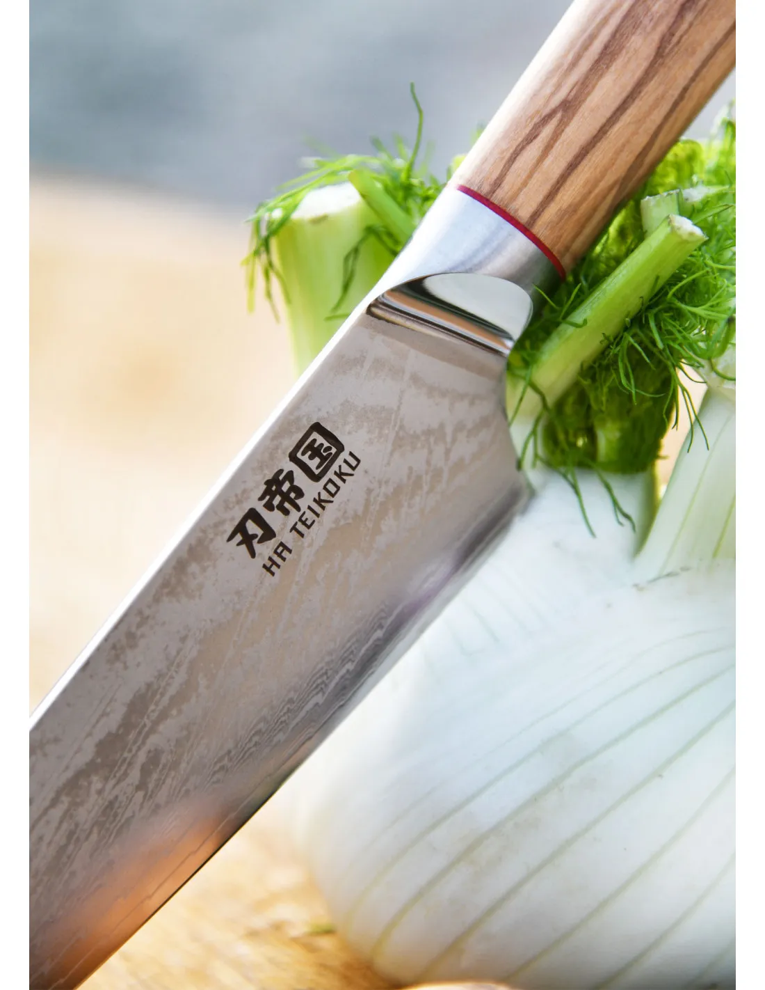 Cuchillo Cocina Chef Ha Teikoku, hoja Acero Damasco (29,5 cm.)