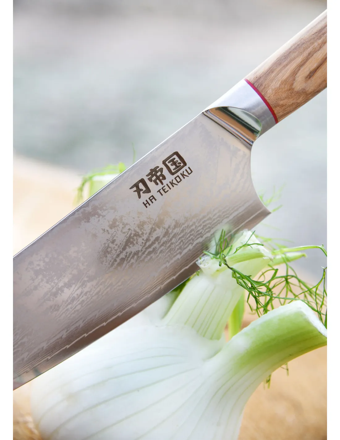 Cuchillo Cocina Chef Ha Teikoku, hoja Acero Damasco (37 cm.)