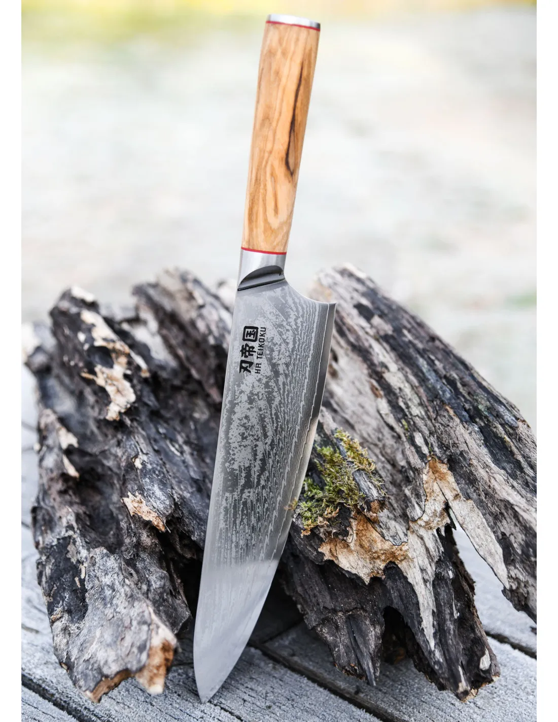 Cuchillo Cocina Chef Ha Teikoku, hoja Acero Damasco (37 cm.)