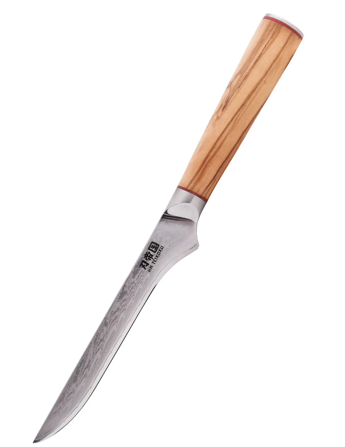 Cuchillo Cocina Deshuesador, Ha Teikoku, hoja Acero Damasco (25 cm.)