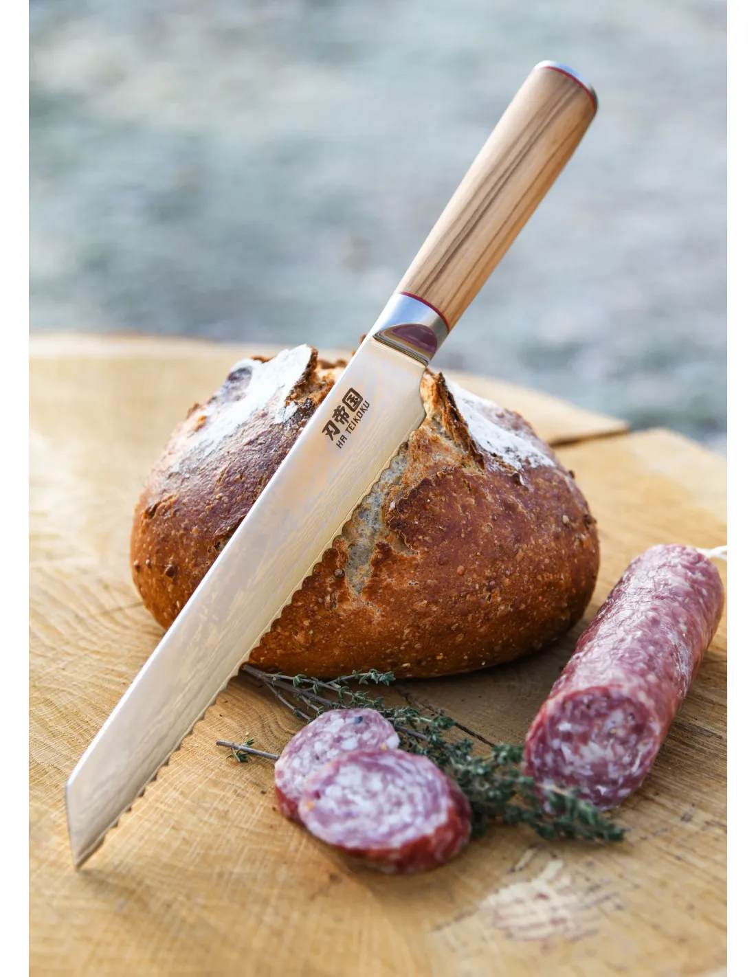 Cuchillo Cocina Panero Ha Teikoku, hoja Acero Damasco (33,5 cm.)