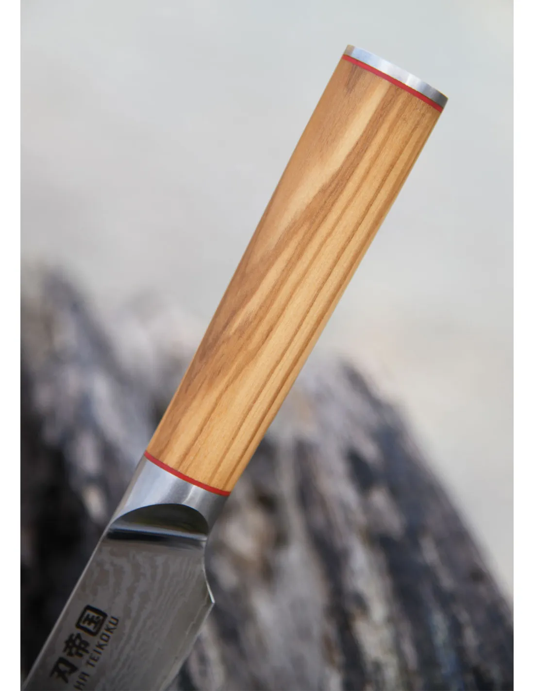 Cuchillo Cocina Rebanador Ha Teikoku, hoja Acero Damasco (33 cm.)
