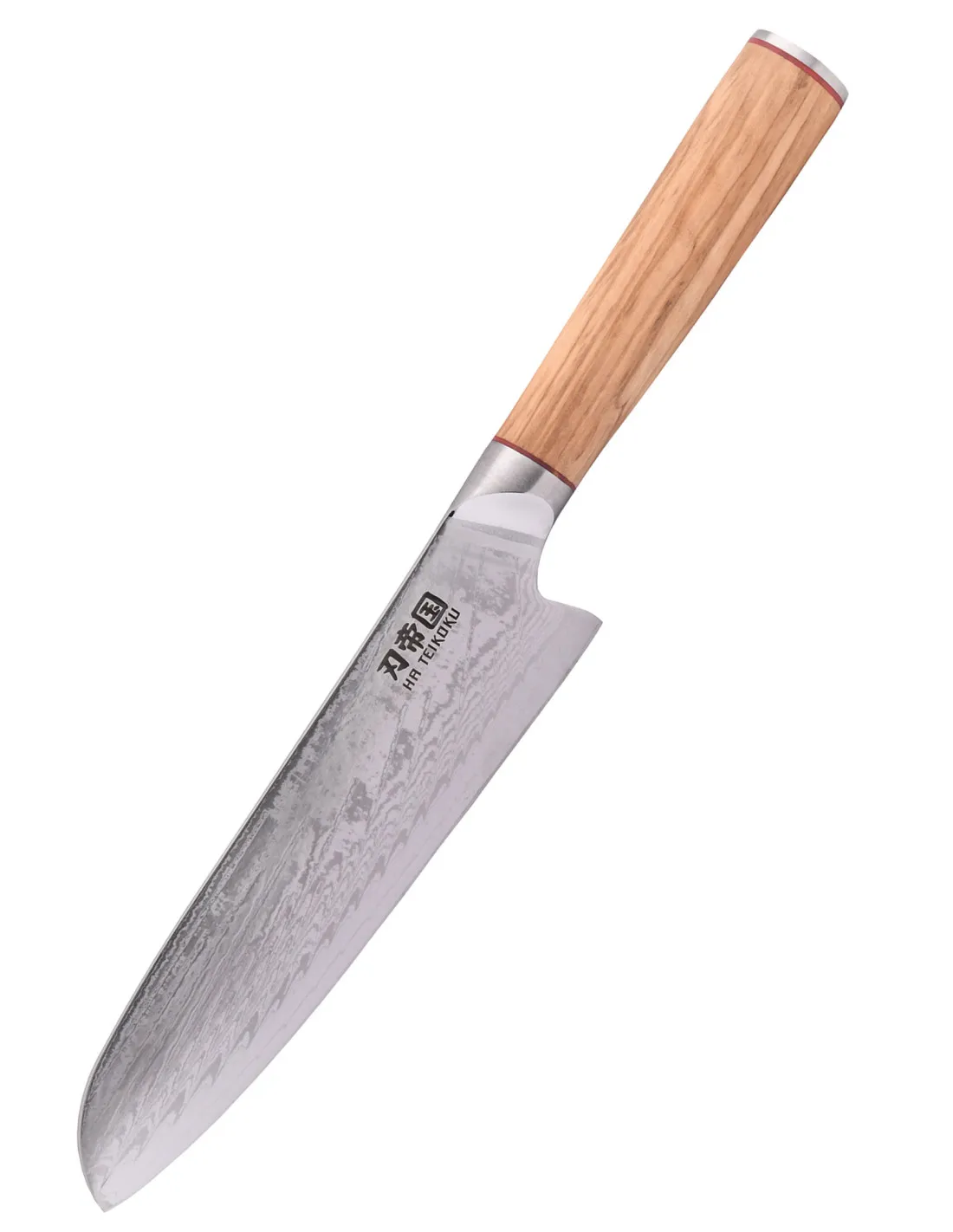 Cuchillo Cocina Santoku Ha Teikoku, hoja Acero Damasco (31,5 cm.)
