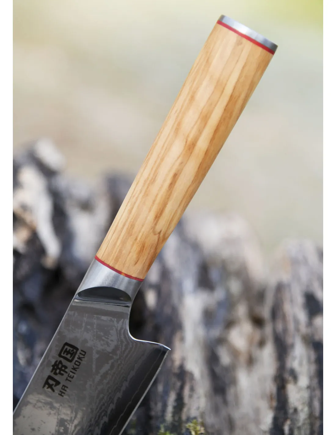 Cuchillo Cocina Santoku Ha Teikoku, hoja Acero Damasco (31,5 cm.)