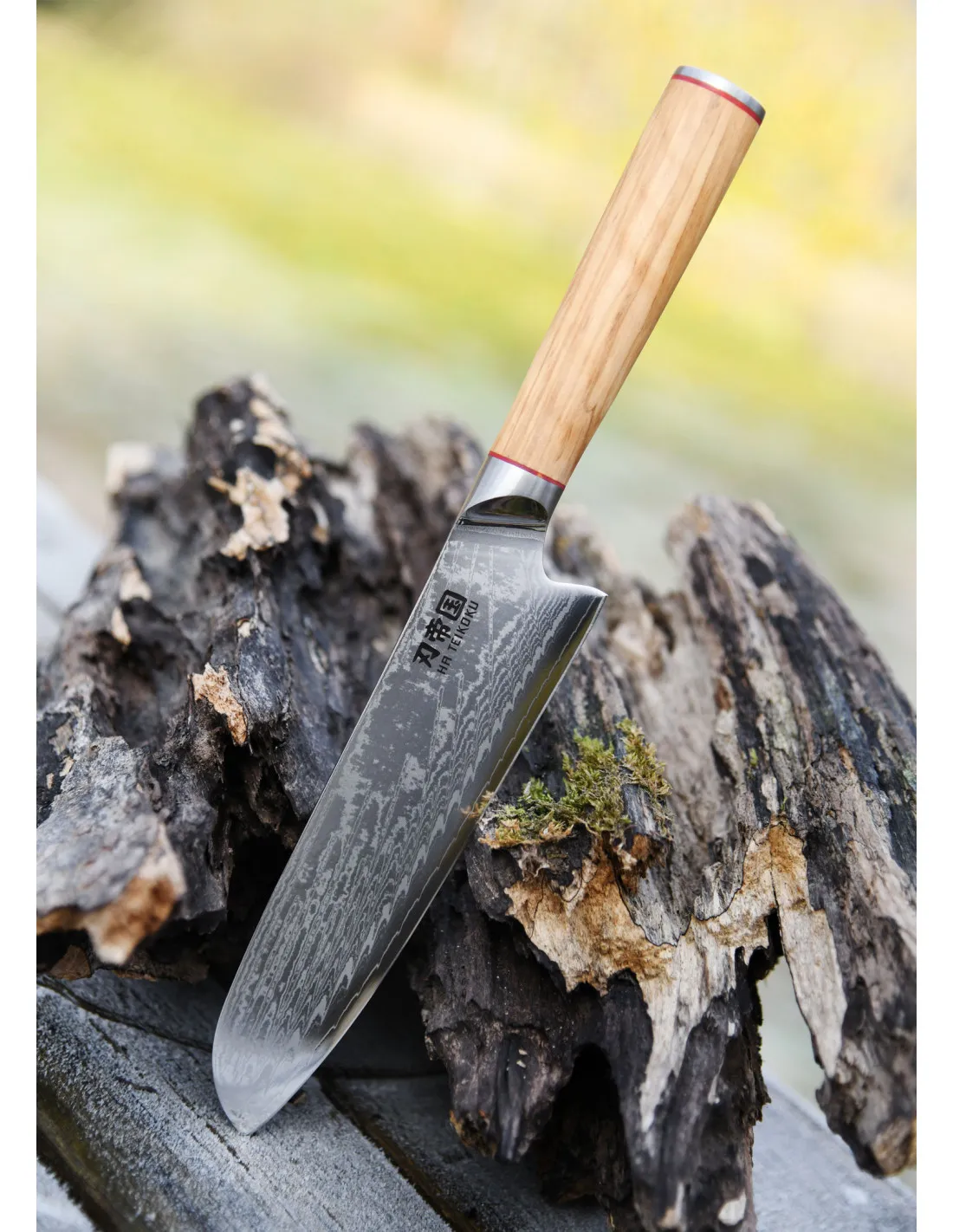 Cuchillo Cocina Santoku Ha Teikoku, hoja Acero Damasco (31,5 cm.)