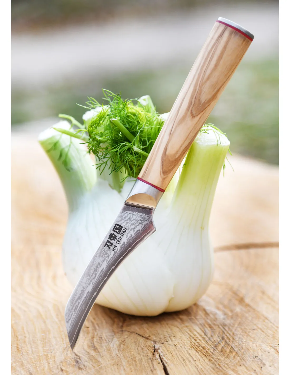 Cuchillo Cocina Verduras,Ha Teikoku, hoja Acero Damasco (33 cm.)