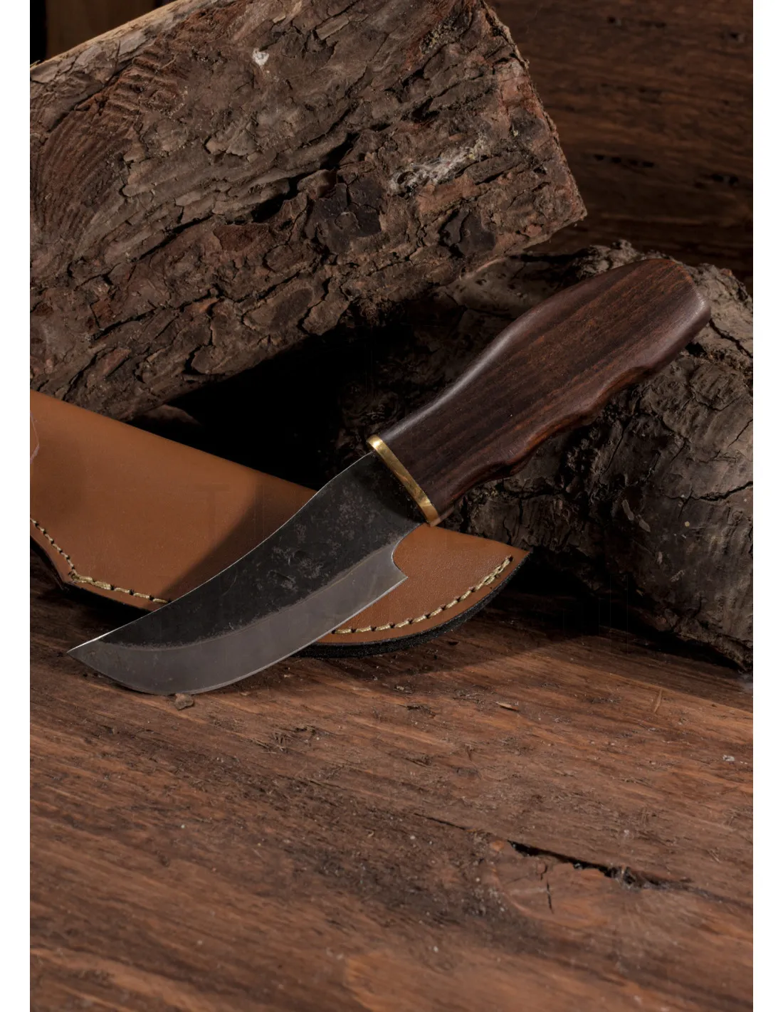 Cuchillo de caza acero con funda cuero (20 cm.)