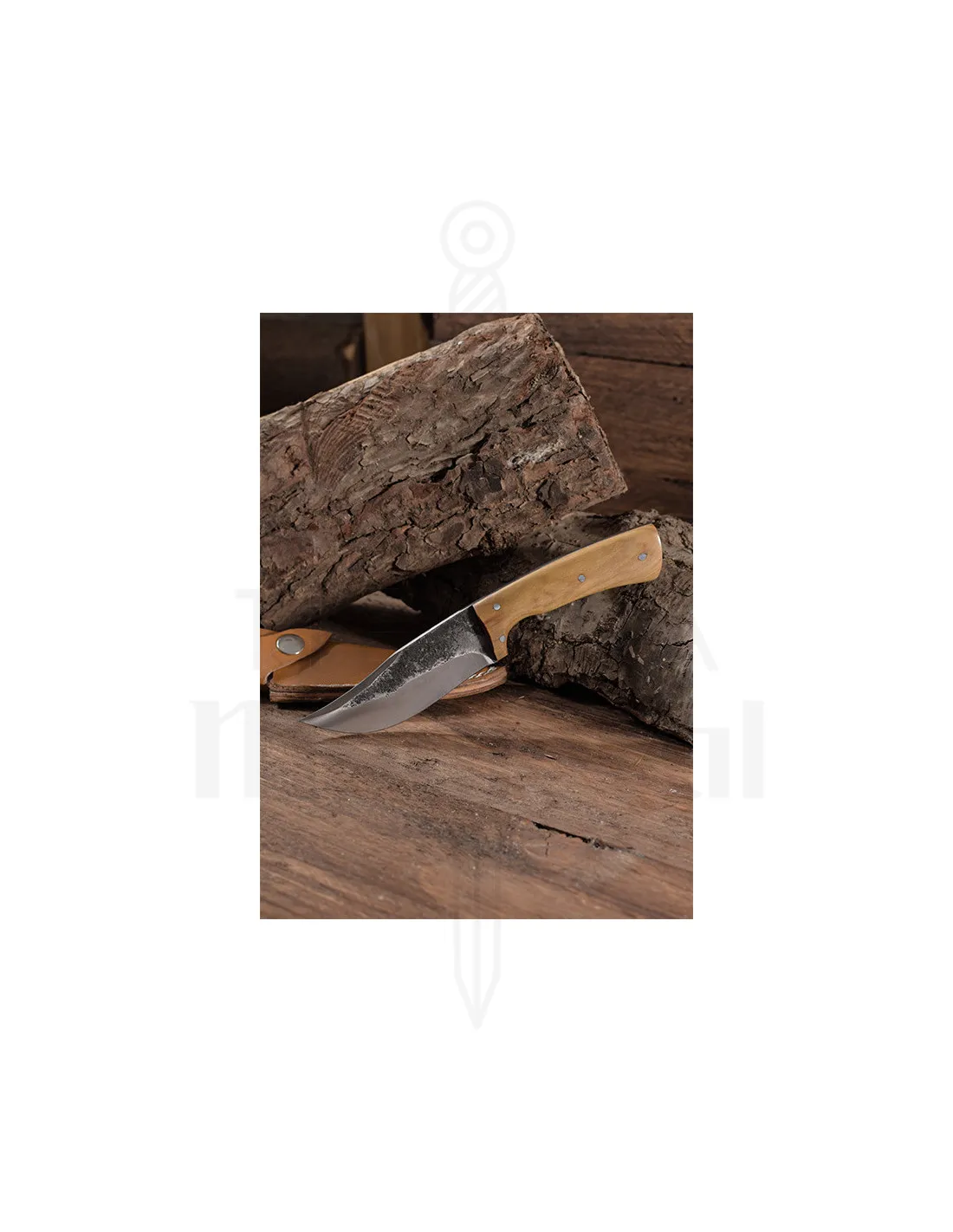 Cuchillo de caza acero con funda de cuero (20 cm.)