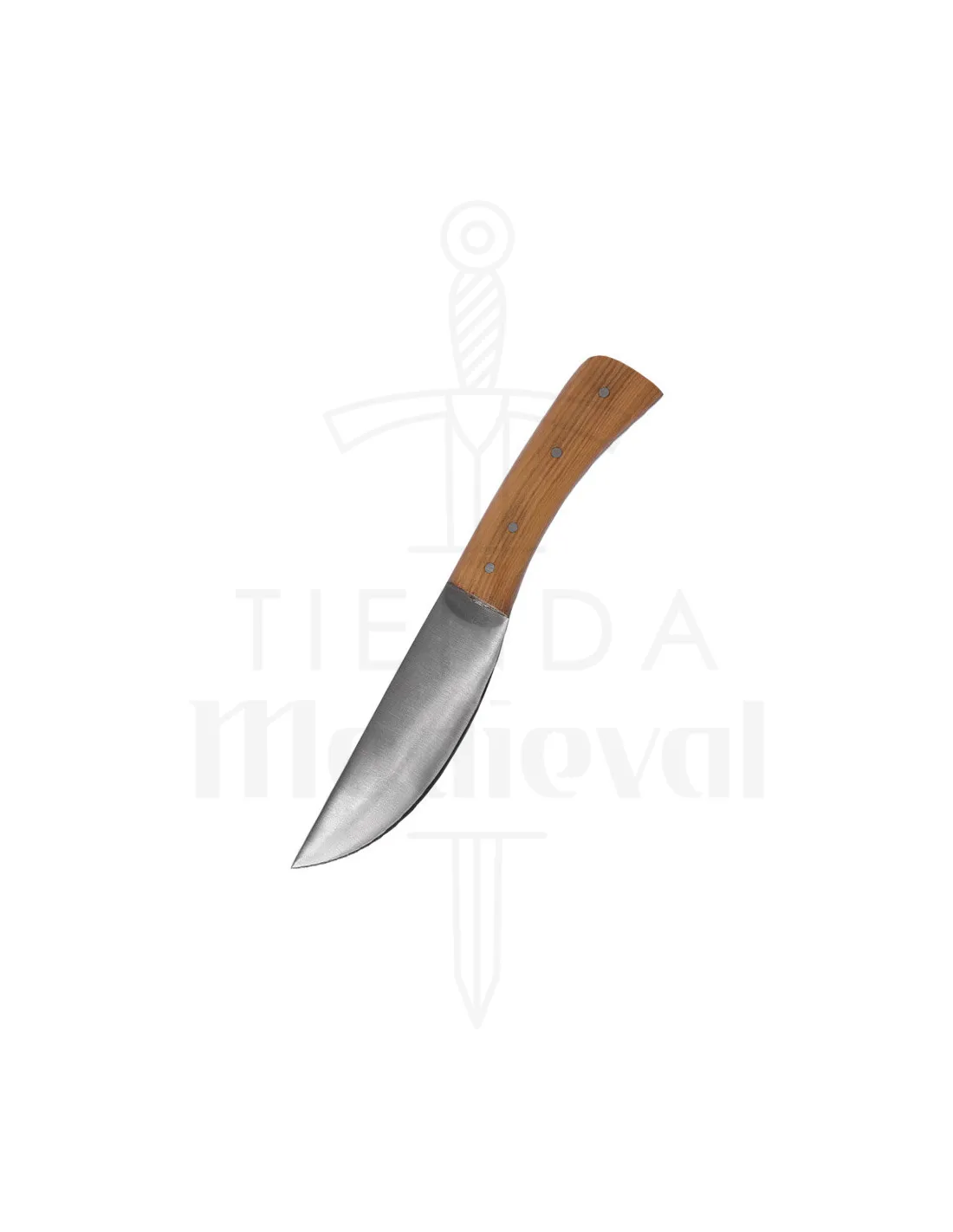 Cuchillo estilo clásico acero con funda cuero (20,5 cm)