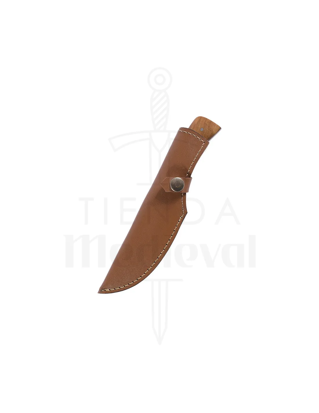 Cuchillo estilo clásico acero con funda cuero (20,5 cm)