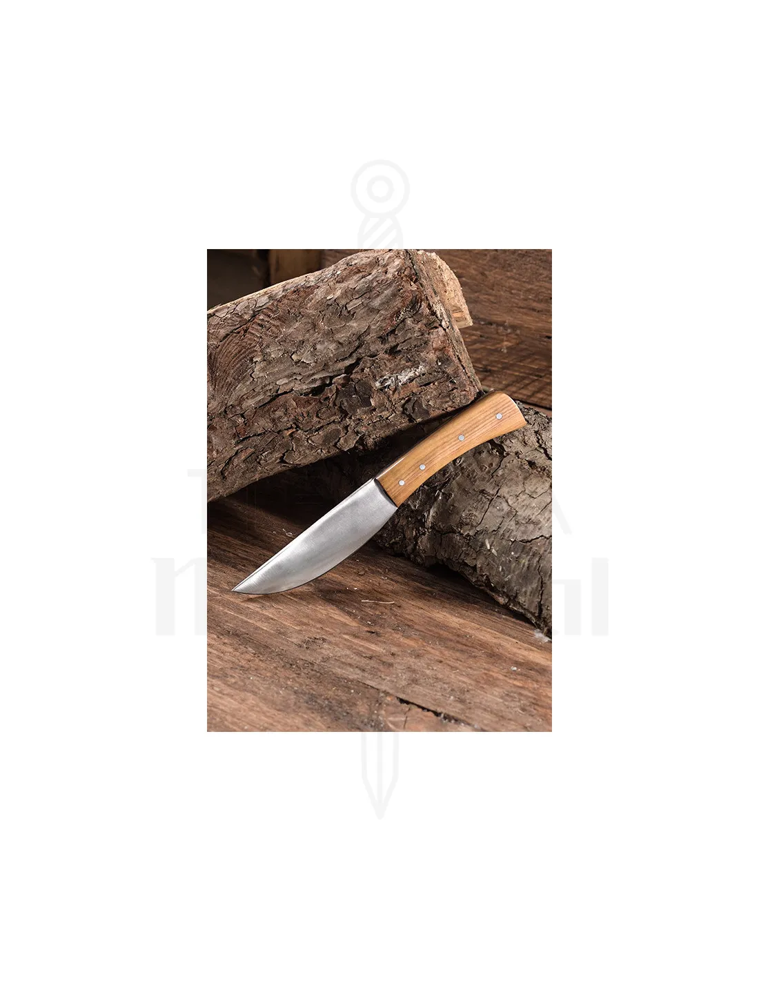 Cuchillo estilo clásico acero con funda cuero (20,5 cm)