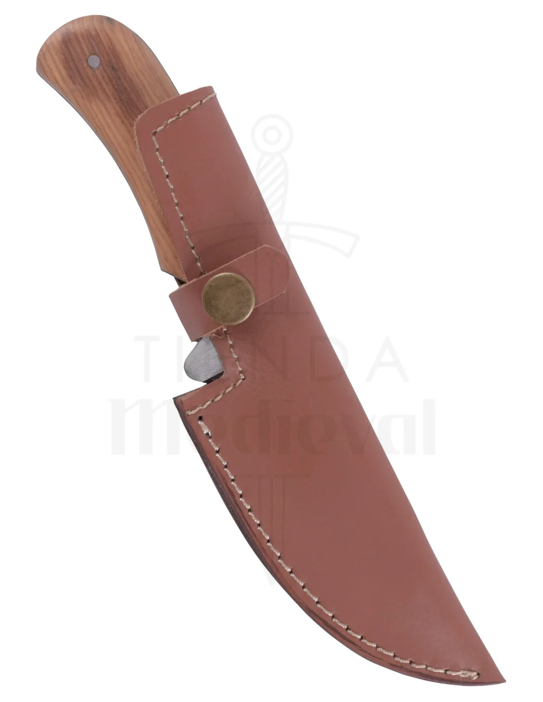 Cuchillo hoja droppoint con funda de cuero (20,8 cm)