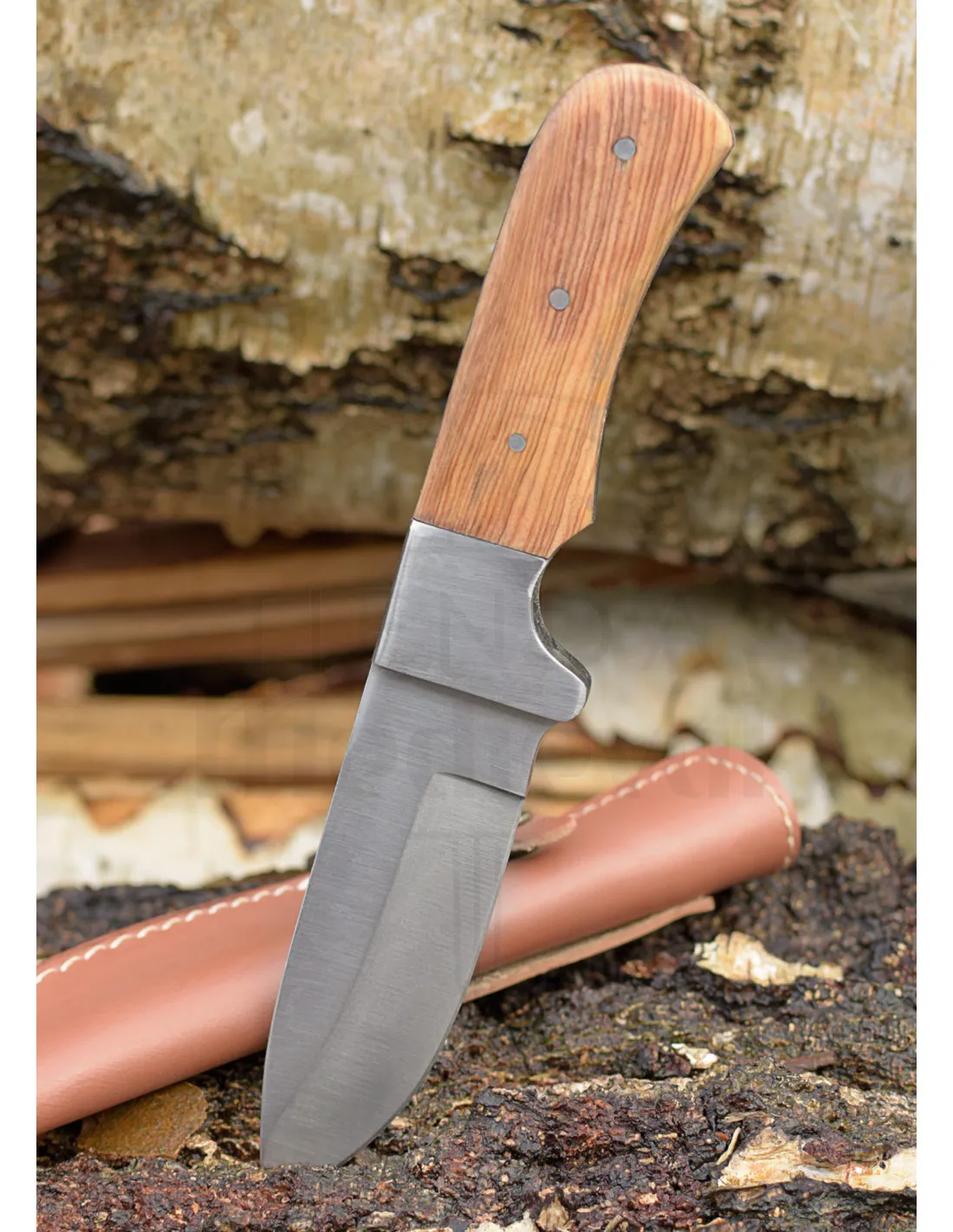 Cuchillo hoja droppoint con funda de cuero (20,8 cm)