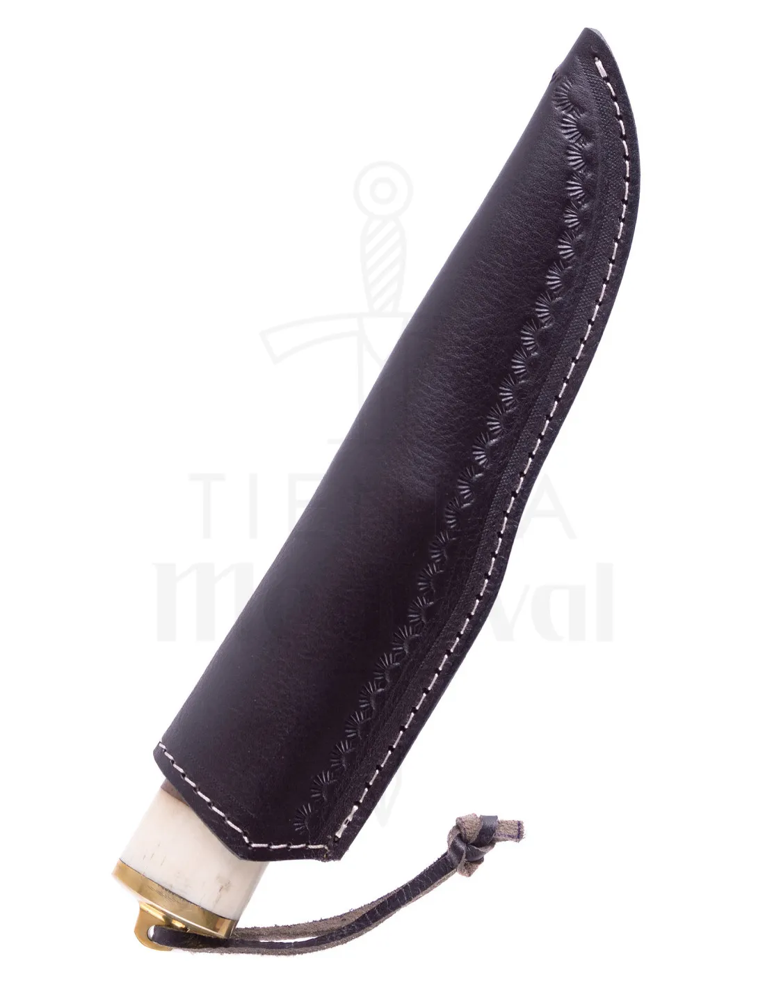 Cuchillo medieval acero mango hueso con funda (24,5 cm.)
