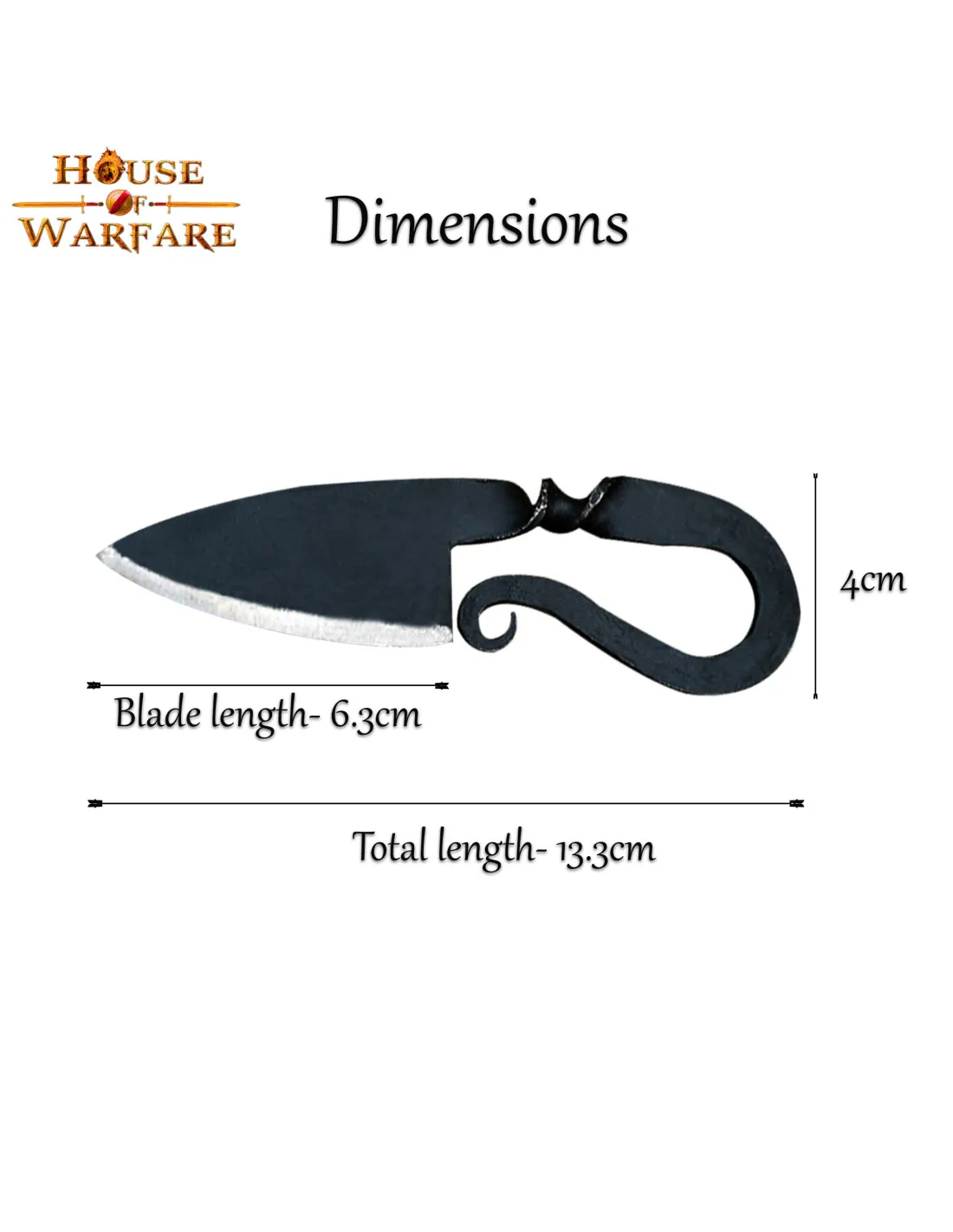Cuchillo medieval en hierro forjado a mano (13,3 cm.)