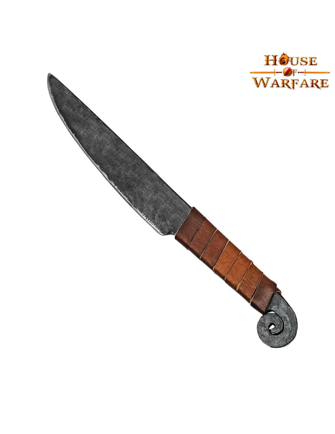 Cuchillo medieval espiral con empuñadura en cuero (29,8 cm.)