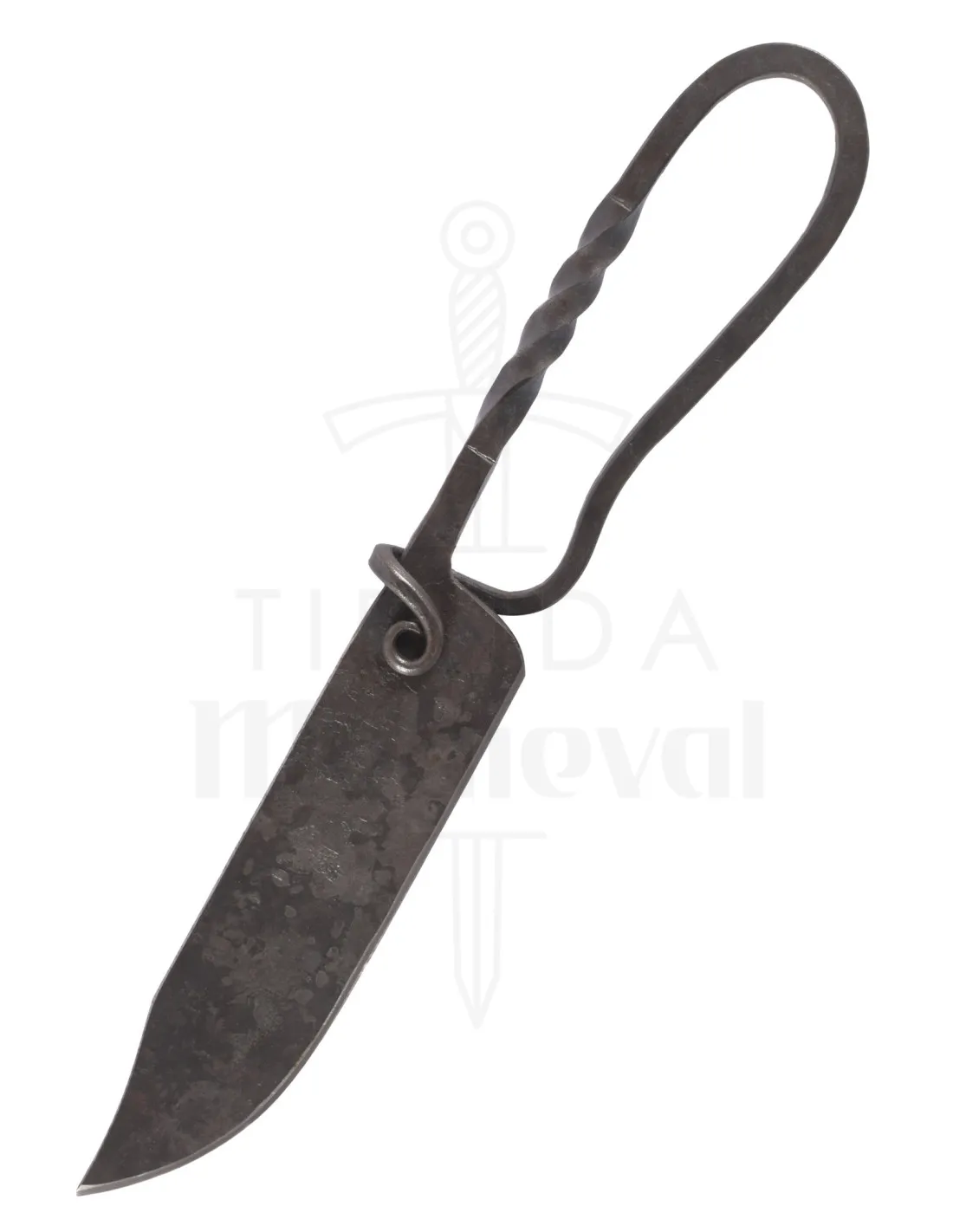 Cuchillo medieval forjado con funda de cuero (23 cm.)