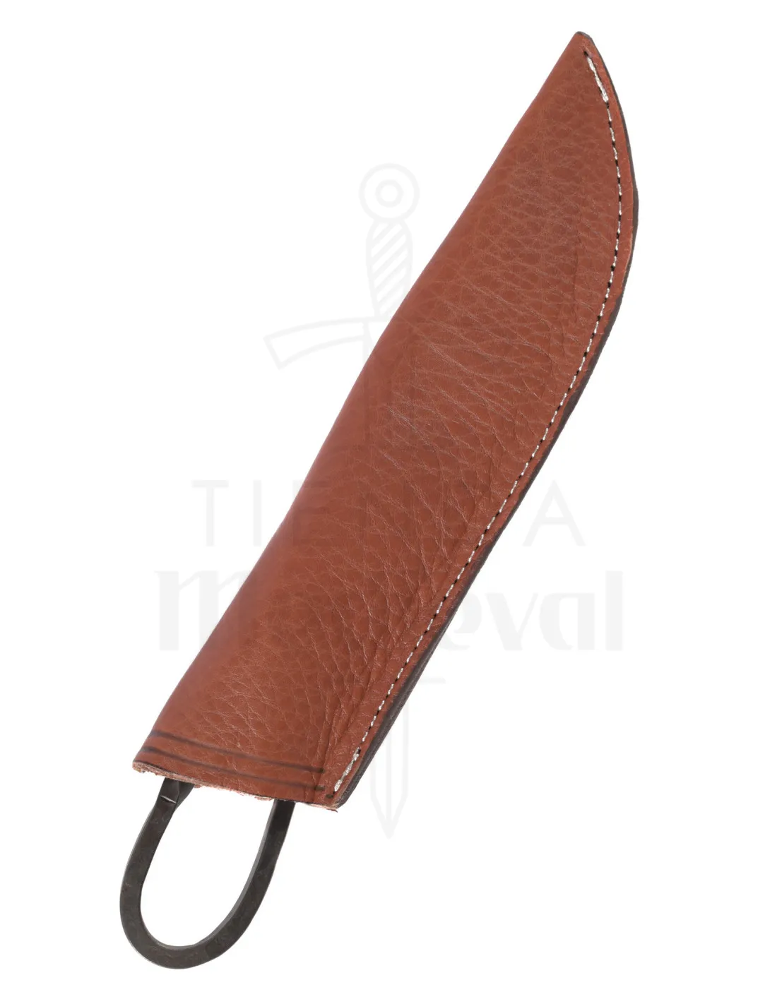 Cuchillo medieval forjado con funda de cuero (23 cm.)