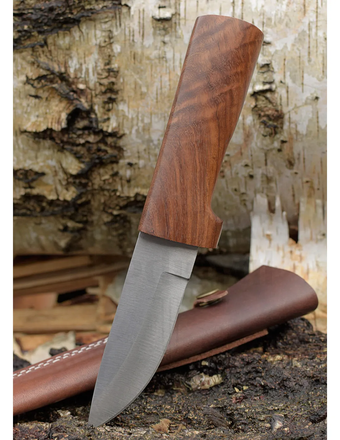 Cuchillo outdoor acero con funda cuero (23 cm.)