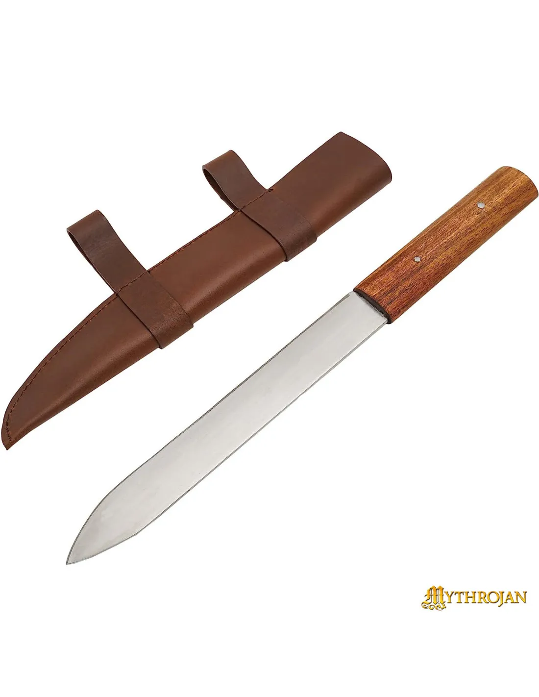 Cuchillo seax vikingo nórdico con funda marrón (45,7 cm.)