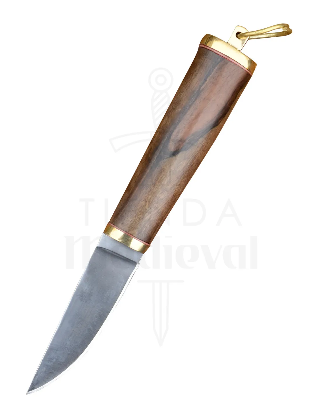 Cuchillo vikingo acero con funda cuero (21 cm.)