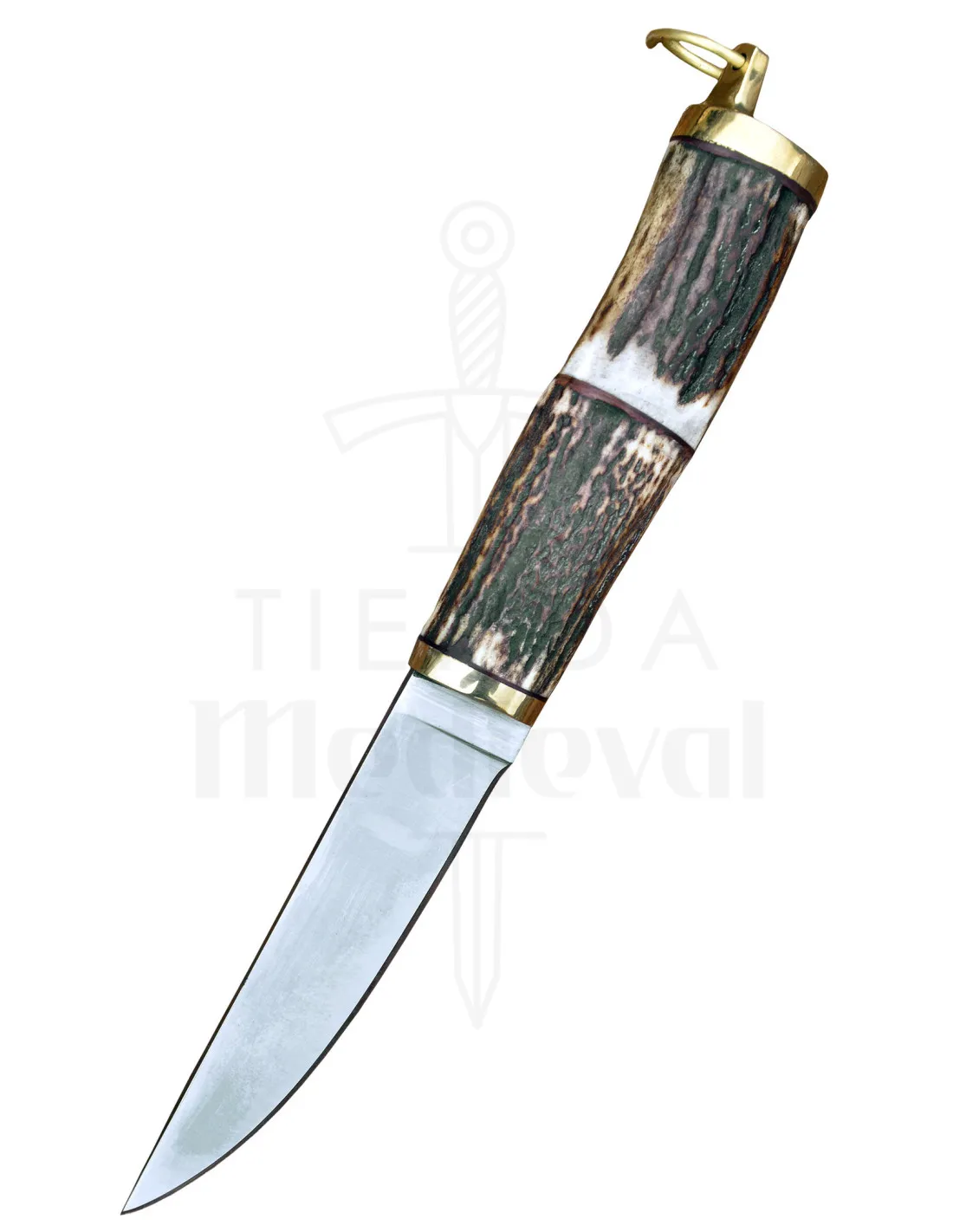 Cuchillo vikingo acero con funda cuero (22 cm.)