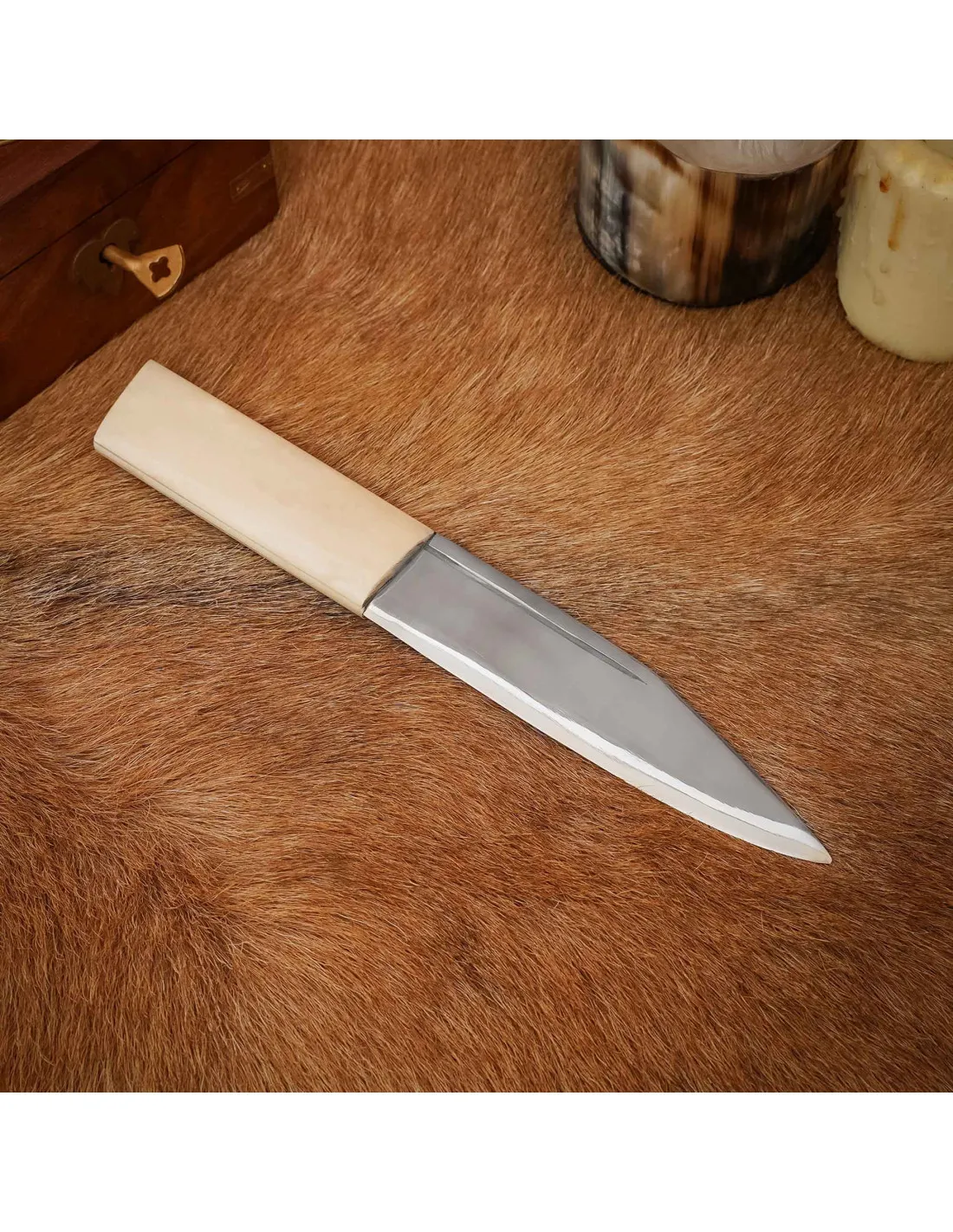Cuchillo vikingo acero con mango hueso (24,1 cm.)