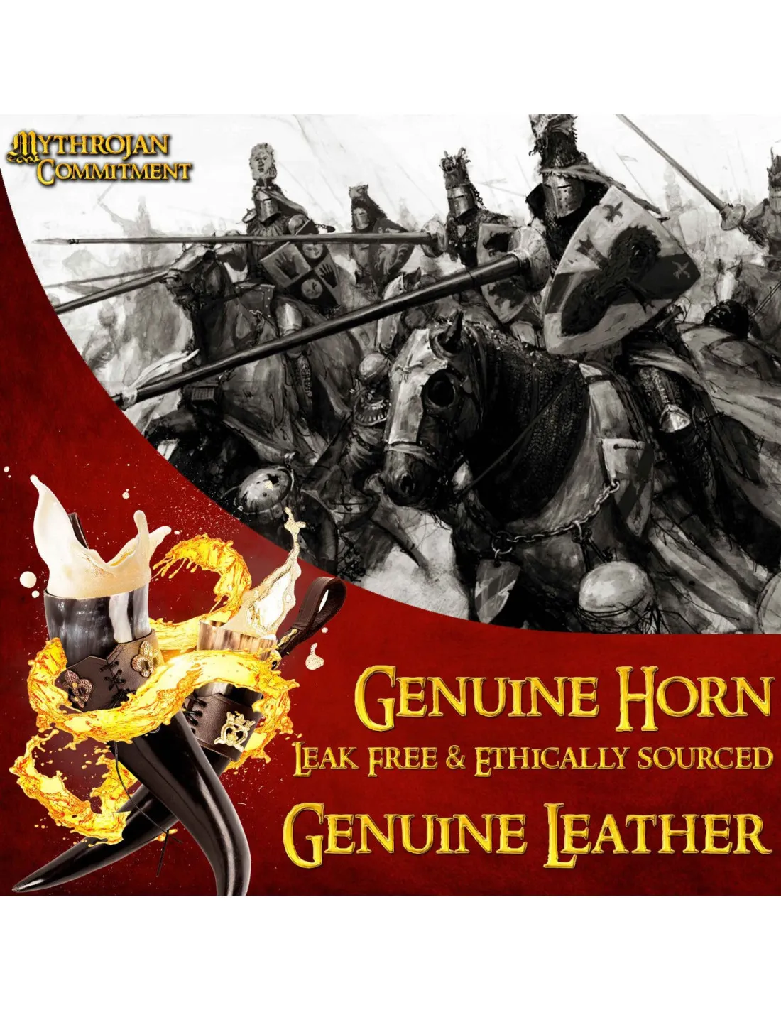 Cuerno Medieval Caballero del Reino con tahalí (250 ml.)