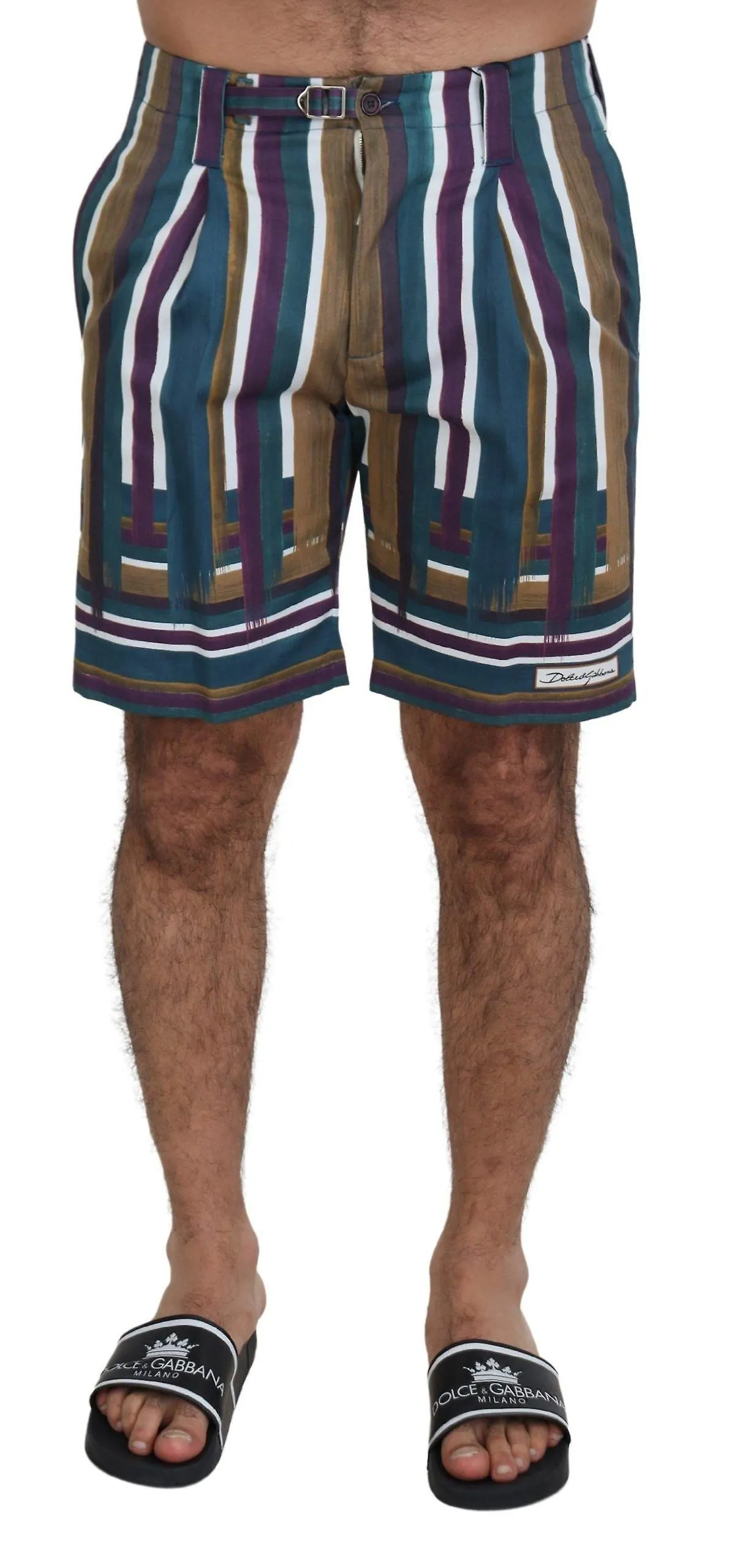 Dolce & gabbana men's multicolor striped stretch cotton shorts