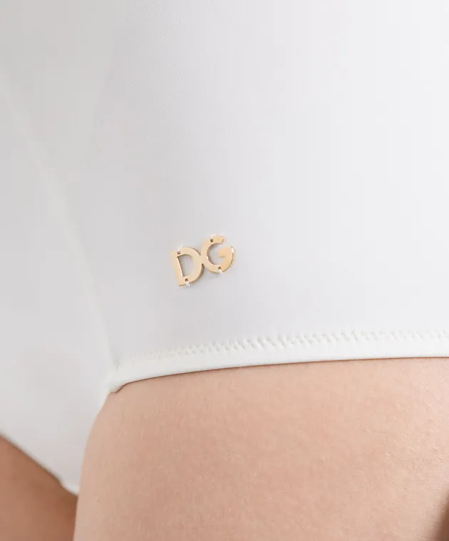 Dolce&Gabbana White swimsuit with metallic DG logo