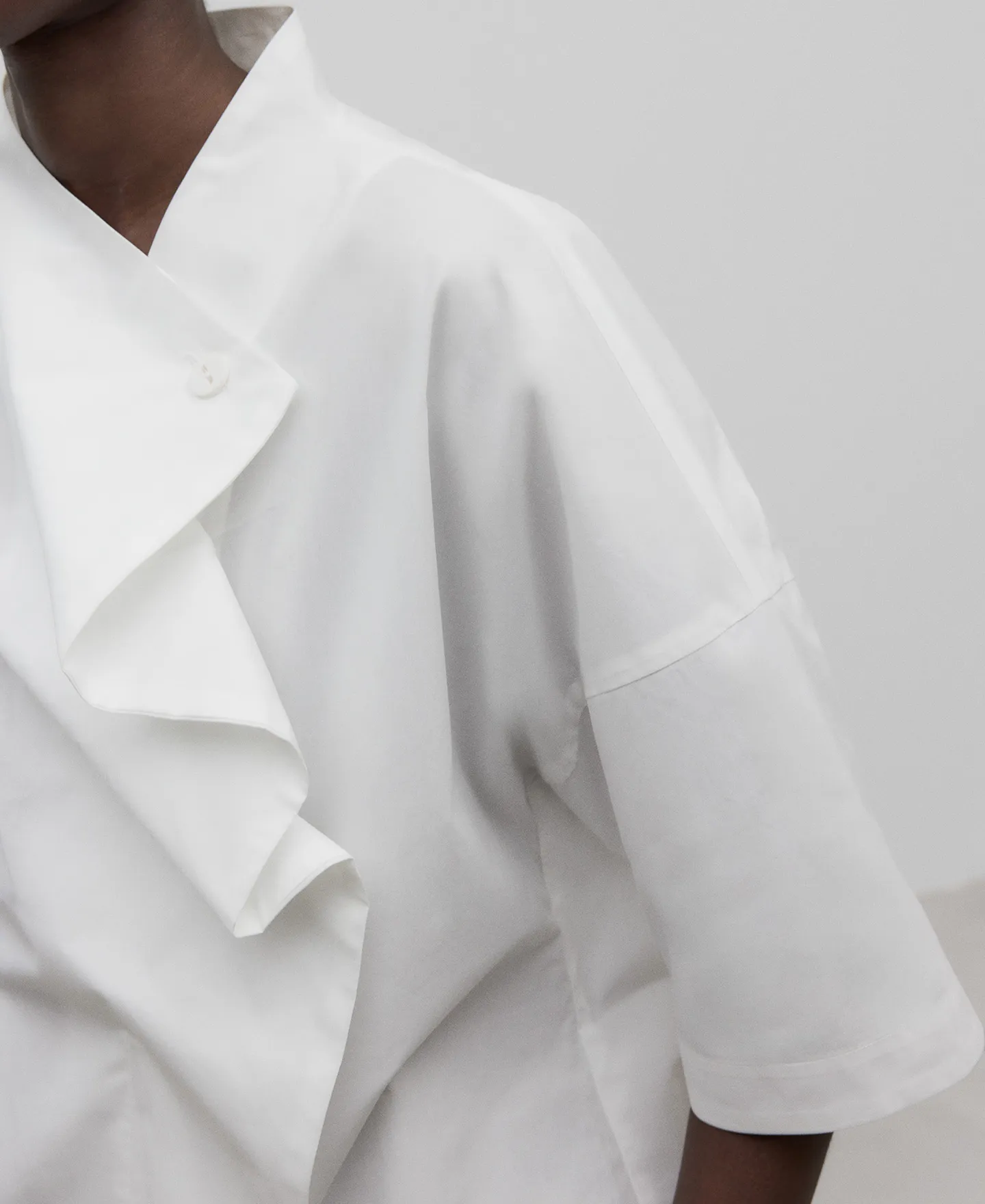 Draped neck cotton shirt woman