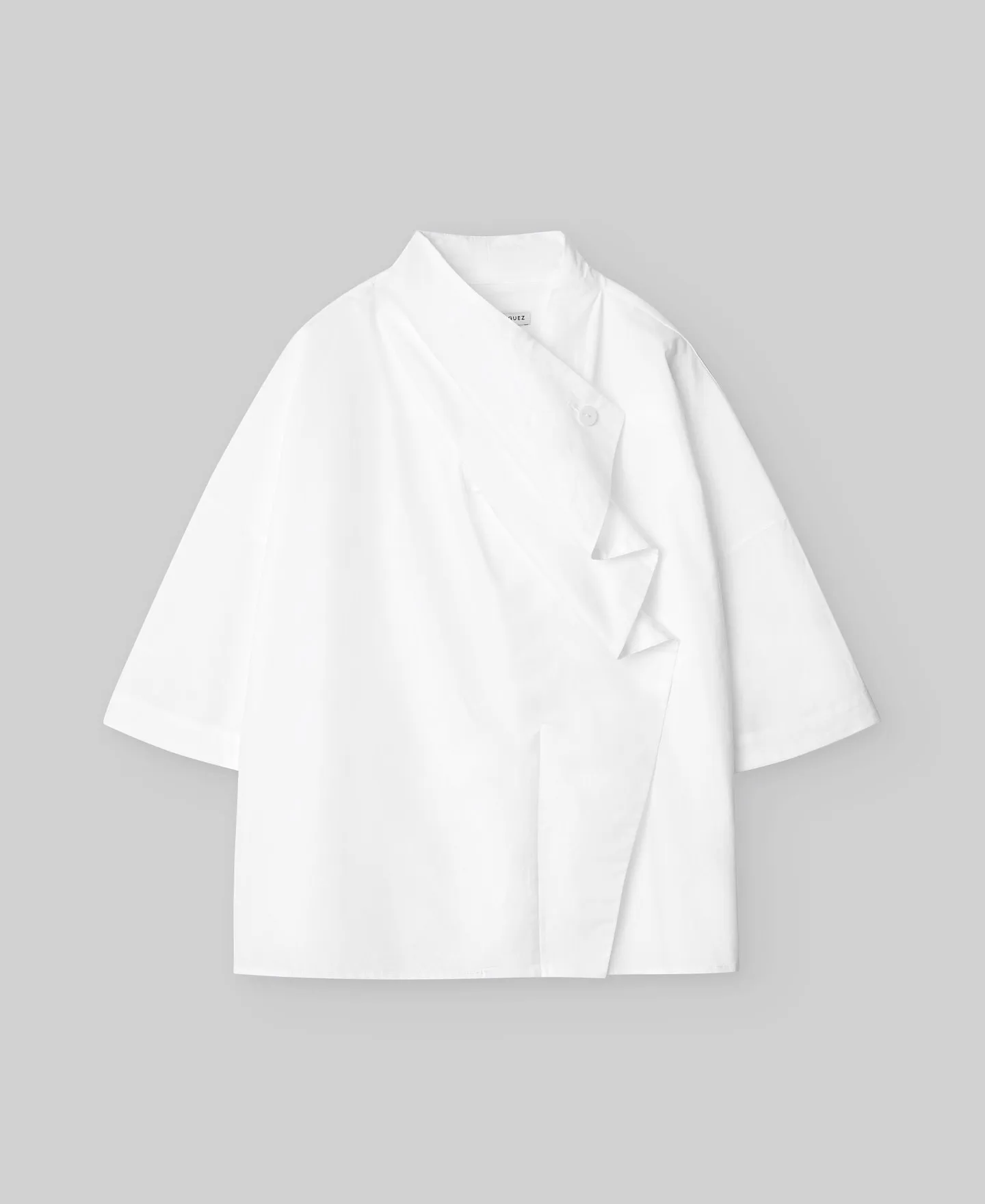 Draped neck cotton shirt woman
