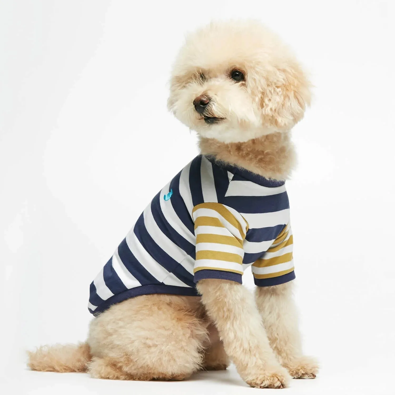 ELLSWORTH NAVY BLUE & YELLOW STRIPED ORGANIC COTTON TSHIRT