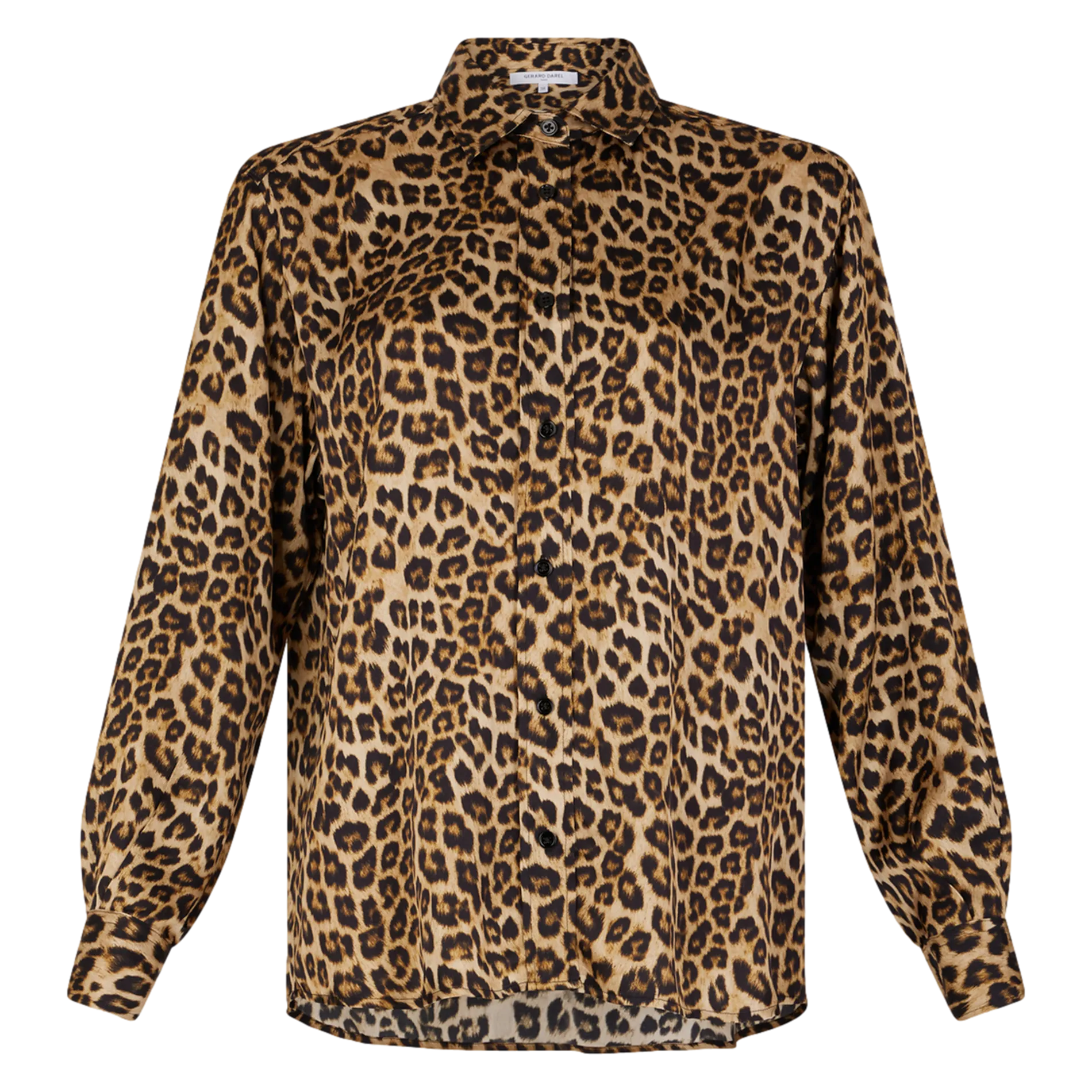 GERARD DAREL BRIONY  CAMISA CUELLO CLáSICO ESTAMPADO DE LEOPARDO EN MARRON