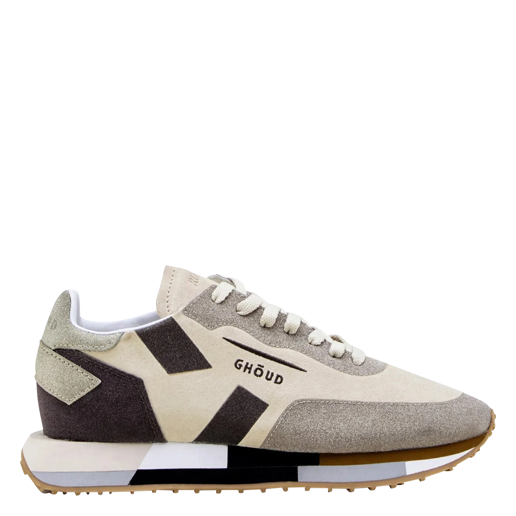 GHOUD VENICE STAR M  ZAPATILLAS BAJAS CON LENTEJUELAS Y SHERPA DE CUERO MIXTO EN BEIGE