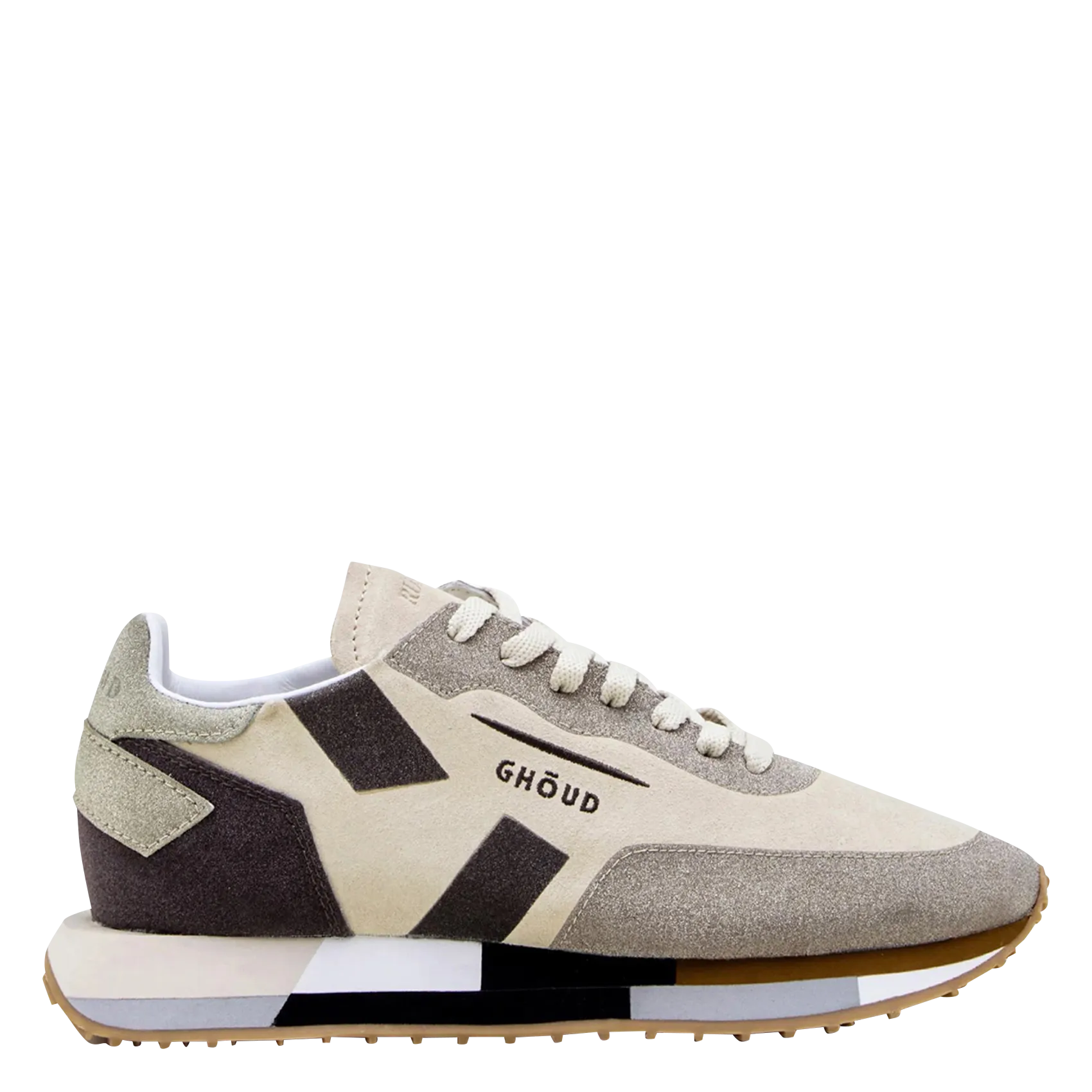 GHOUD VENICE STAR M  ZAPATILLAS BAJAS CON LENTEJUELAS Y SHERPA DE CUERO MIXTO EN BEIGE
