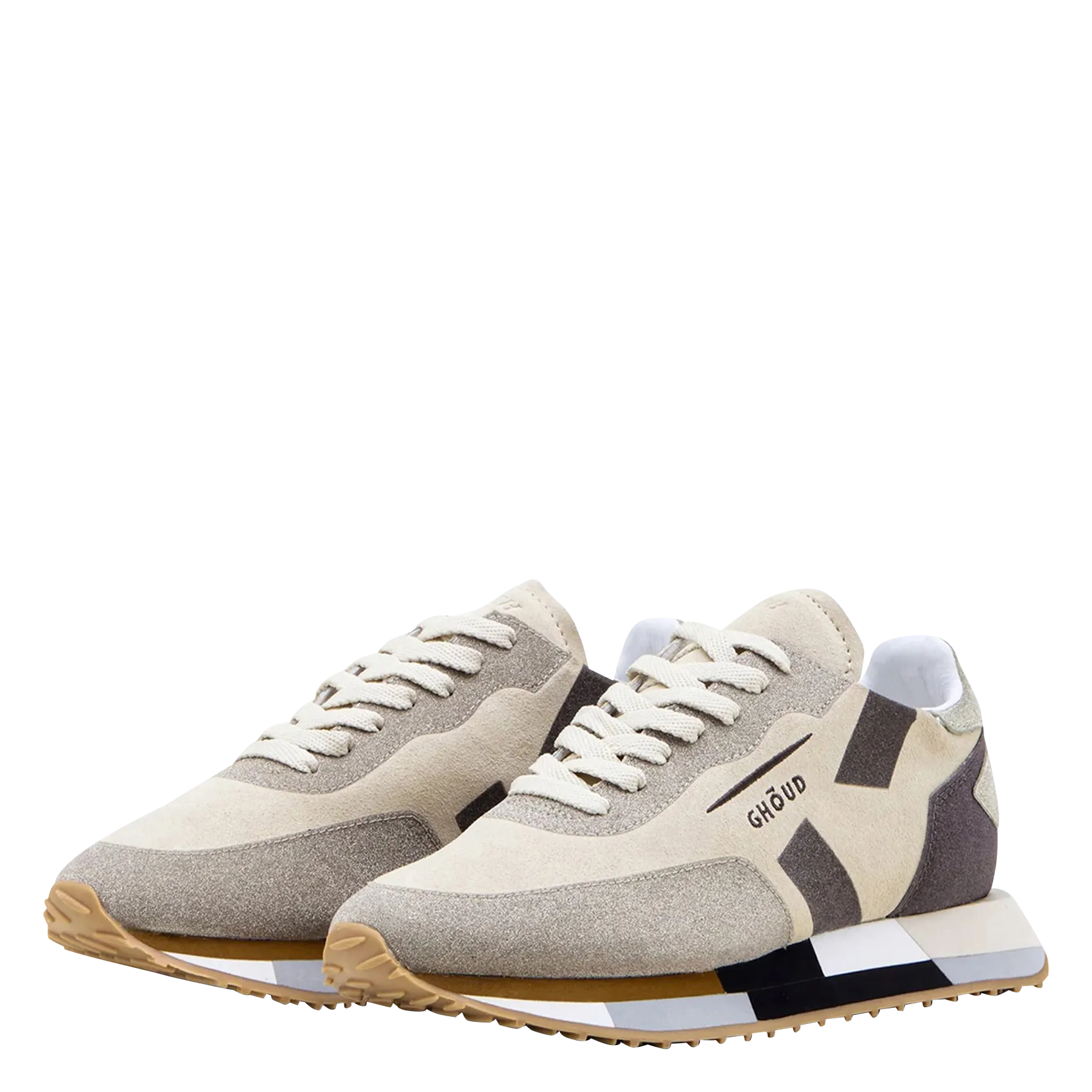 GHOUD VENICE STAR M  ZAPATILLAS BAJAS CON LENTEJUELAS Y SHERPA DE CUERO MIXTO EN BEIGE