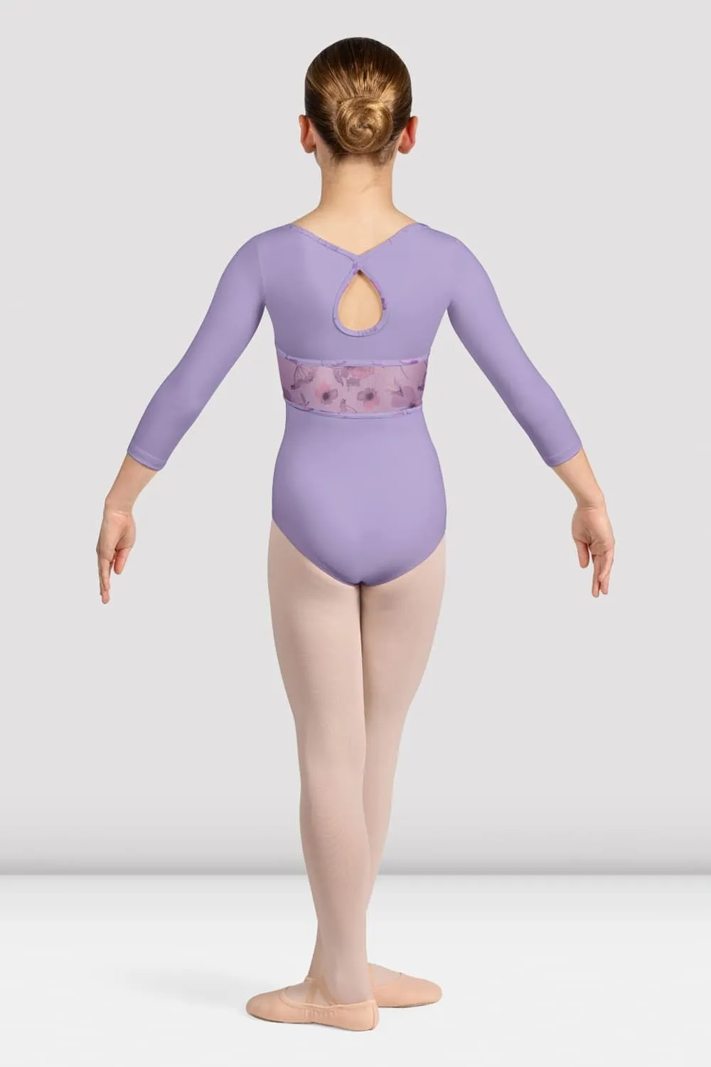 Girls Sophie Floral 3/4 Sleeve Leotard